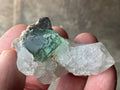 52g Etched Photochromic Fluorite on Clear Candle Quartz Cluster from the Erongo Mountains, Namibia