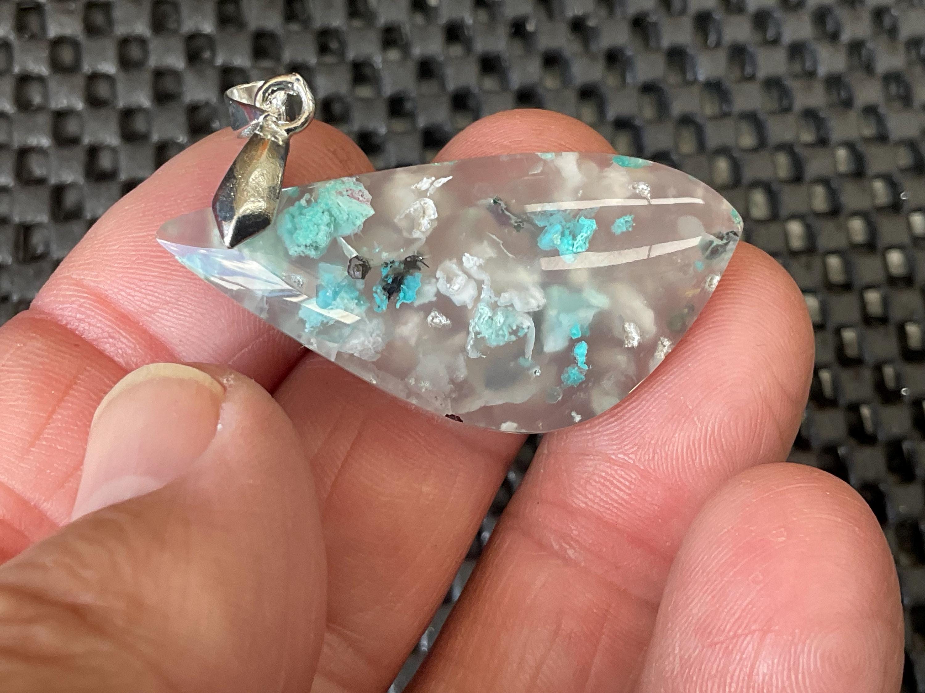 8g Natural Chrysocolla in Chalcedony Pendant 2A