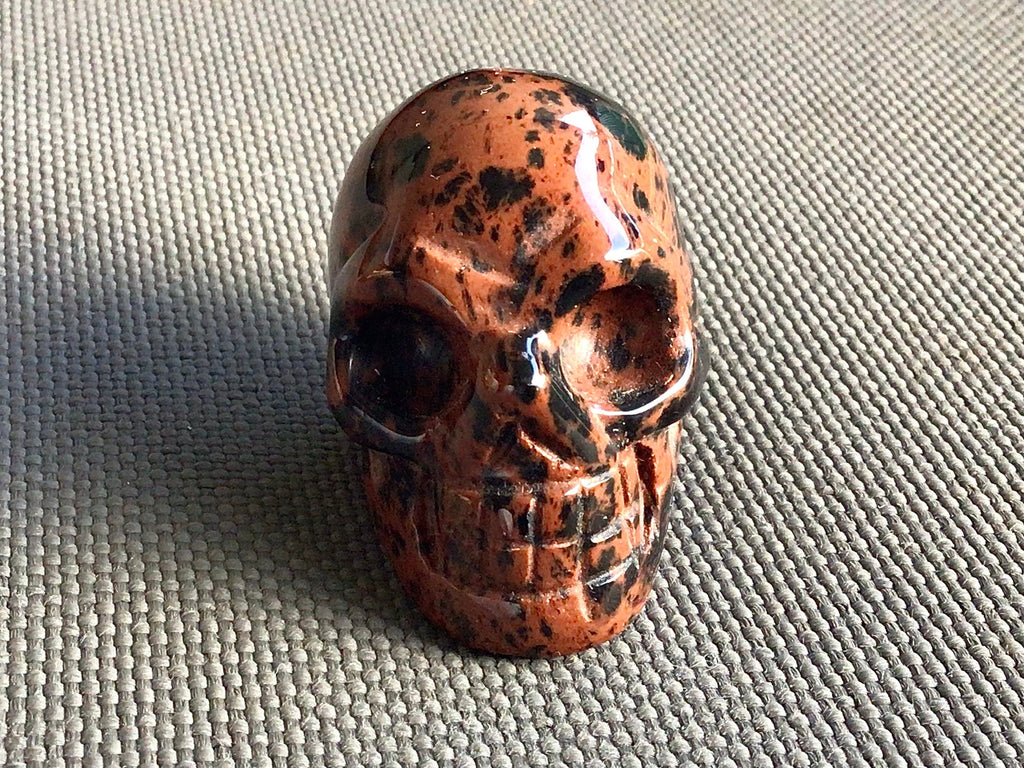 34g Carved Mahogany Obsidian Skull