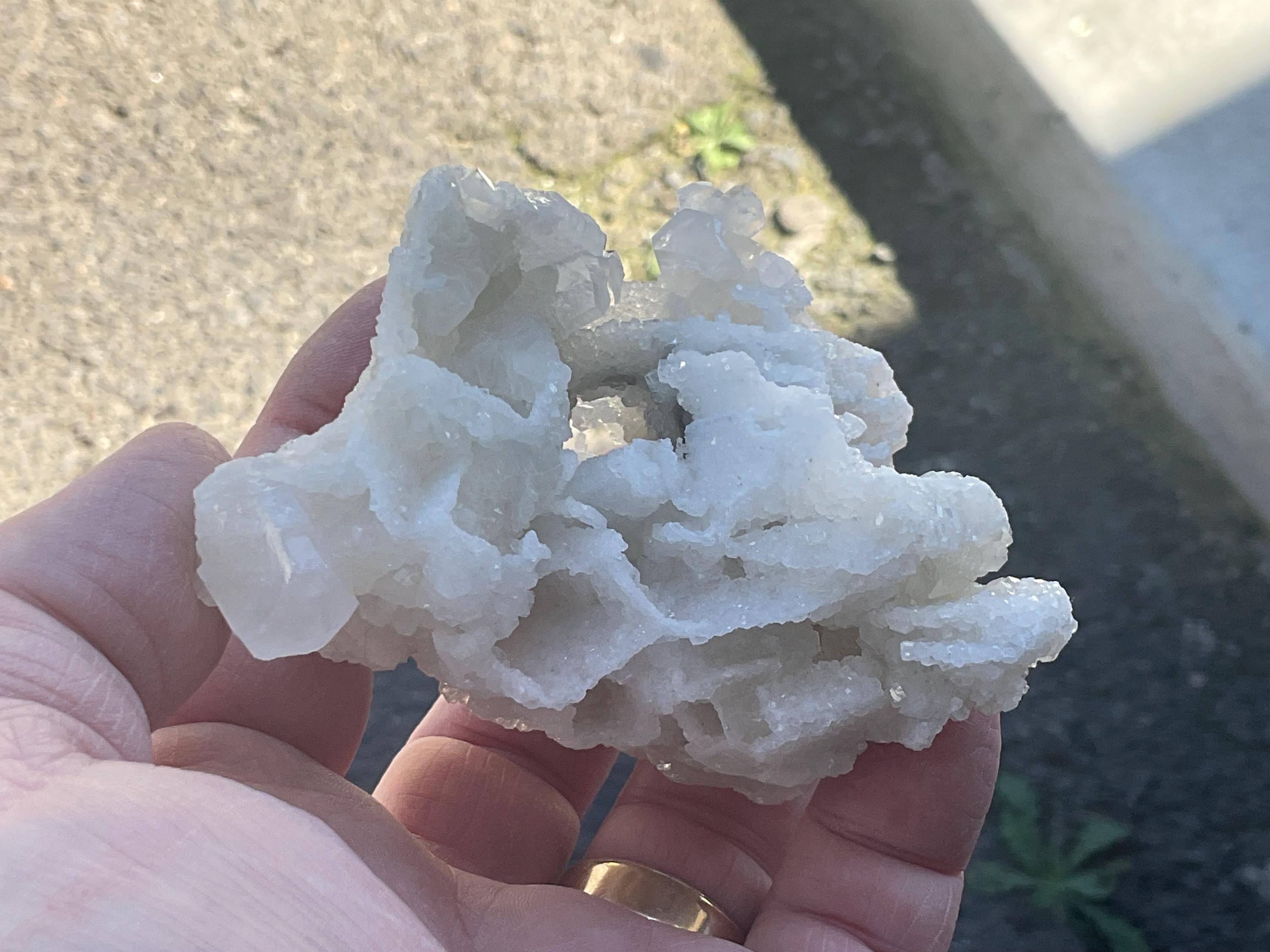 166g Calcite on White Sphalerite Lattice Specimen from Hunan, China