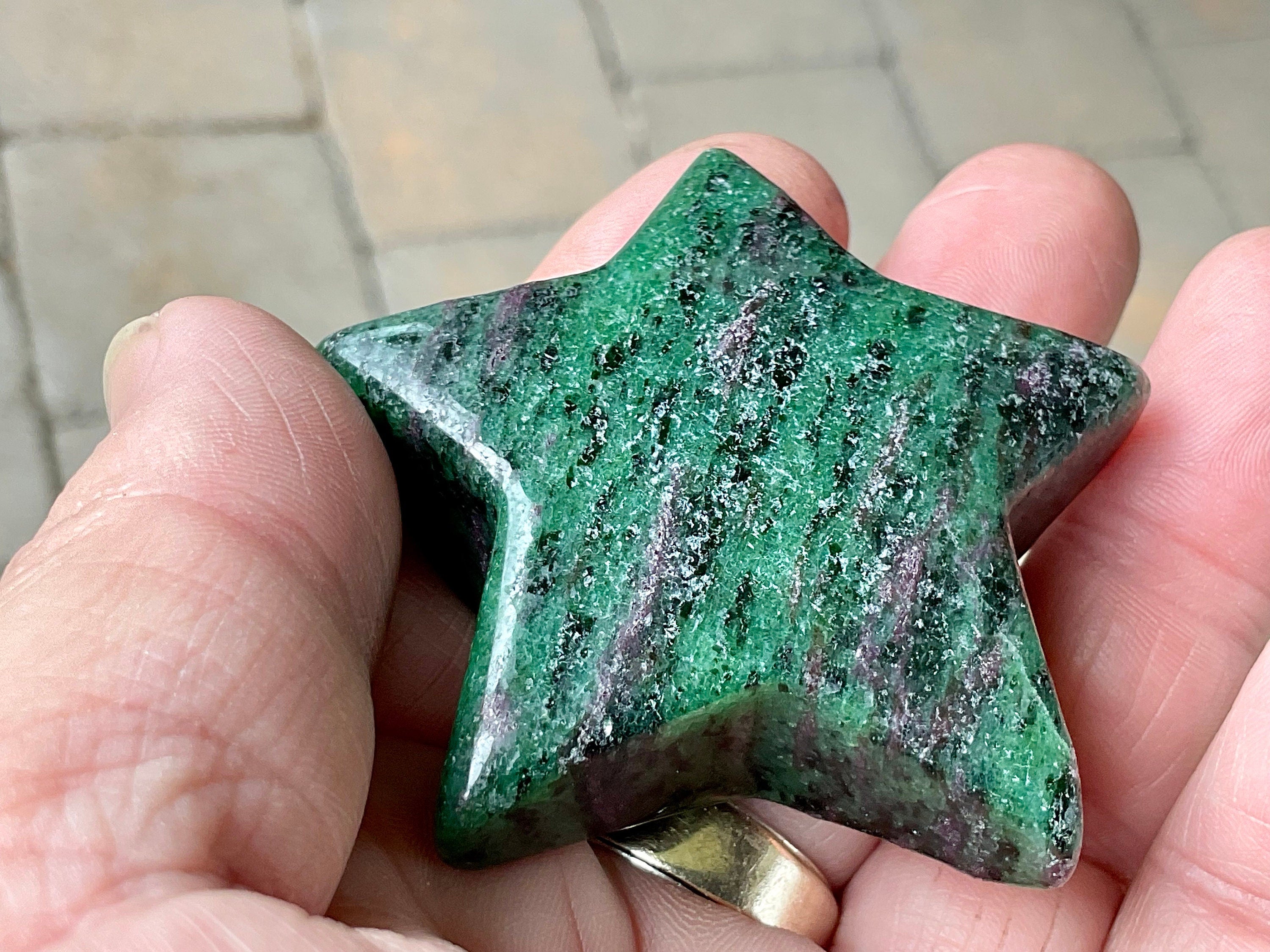 73g Ruby in Zoisite Polished Star 1D