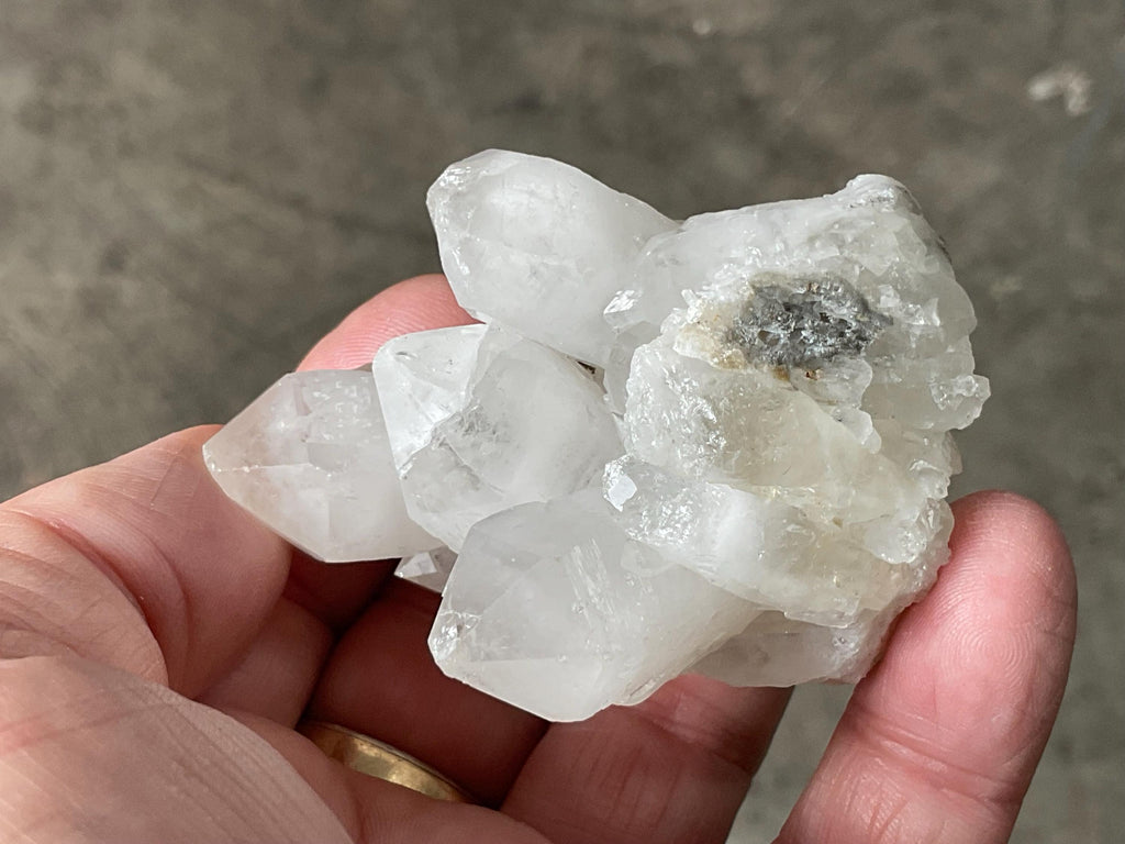 116g Clear Quartz Cluster with Molybdenite from Kingsgate, Australia