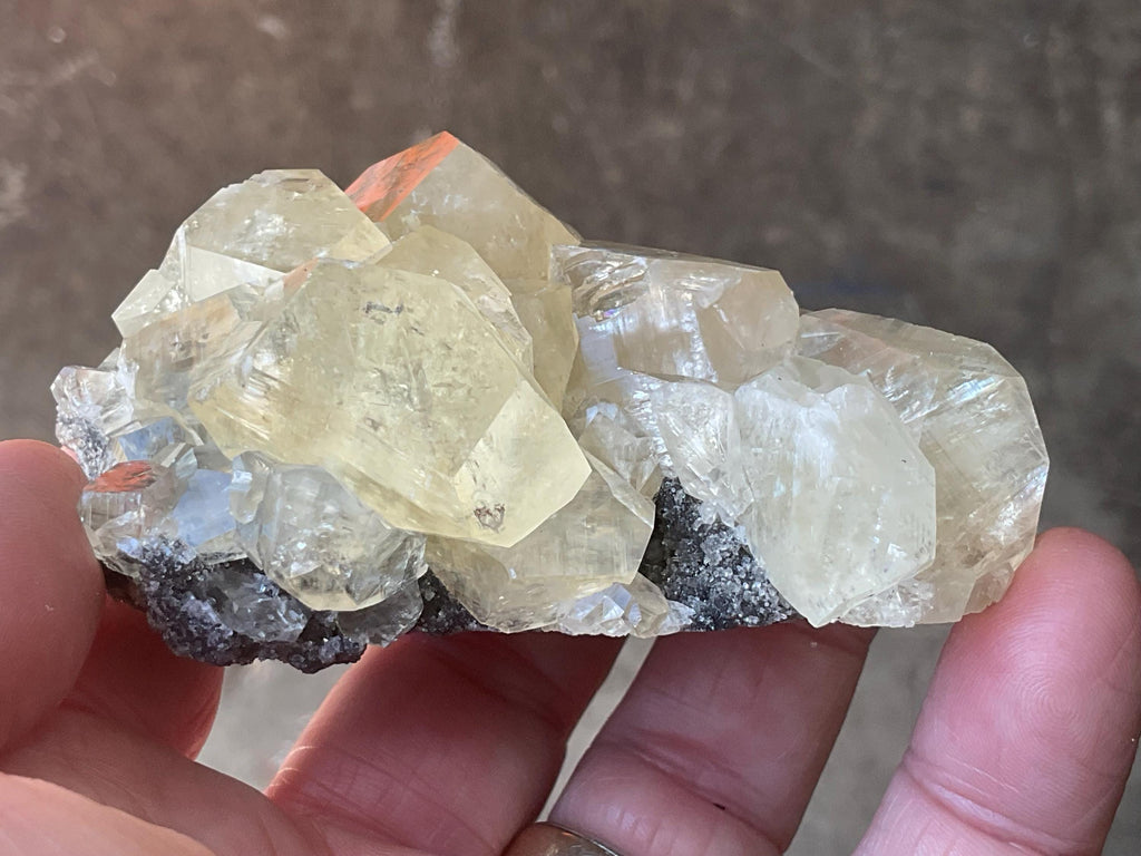 162g Champagne Diamond Calcite on Quartz/Sphalerite Matrix Specimen from Fujian, China