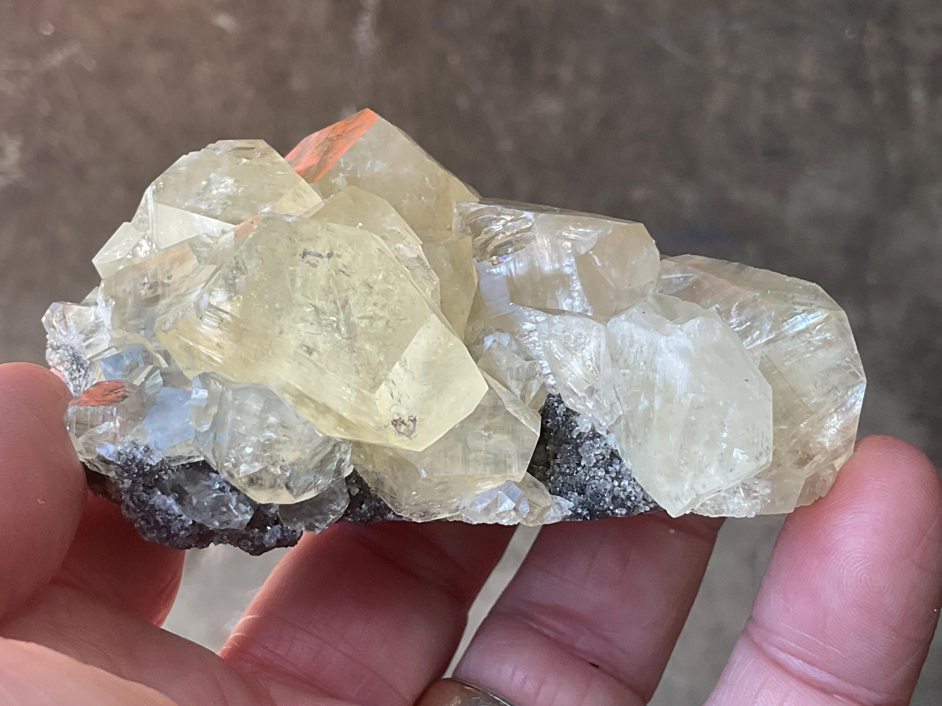 162g Champagne Diamond Calcite on Quartz/Sphalerite Matrix Specimen from Fujian, China