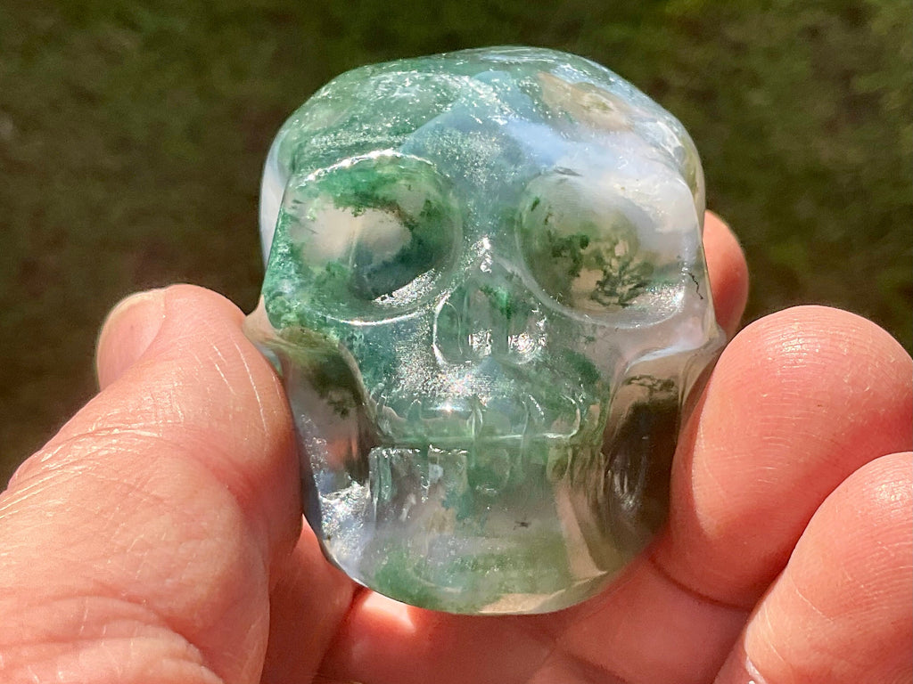 127g Moss Agate Skull 4B