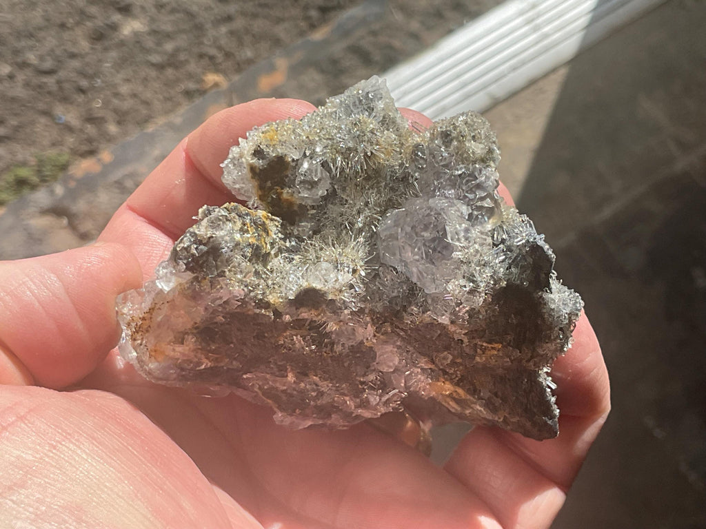 134g Hematite Stained Needle Quartz with Fluorite Specimen 1B from Fujian, China