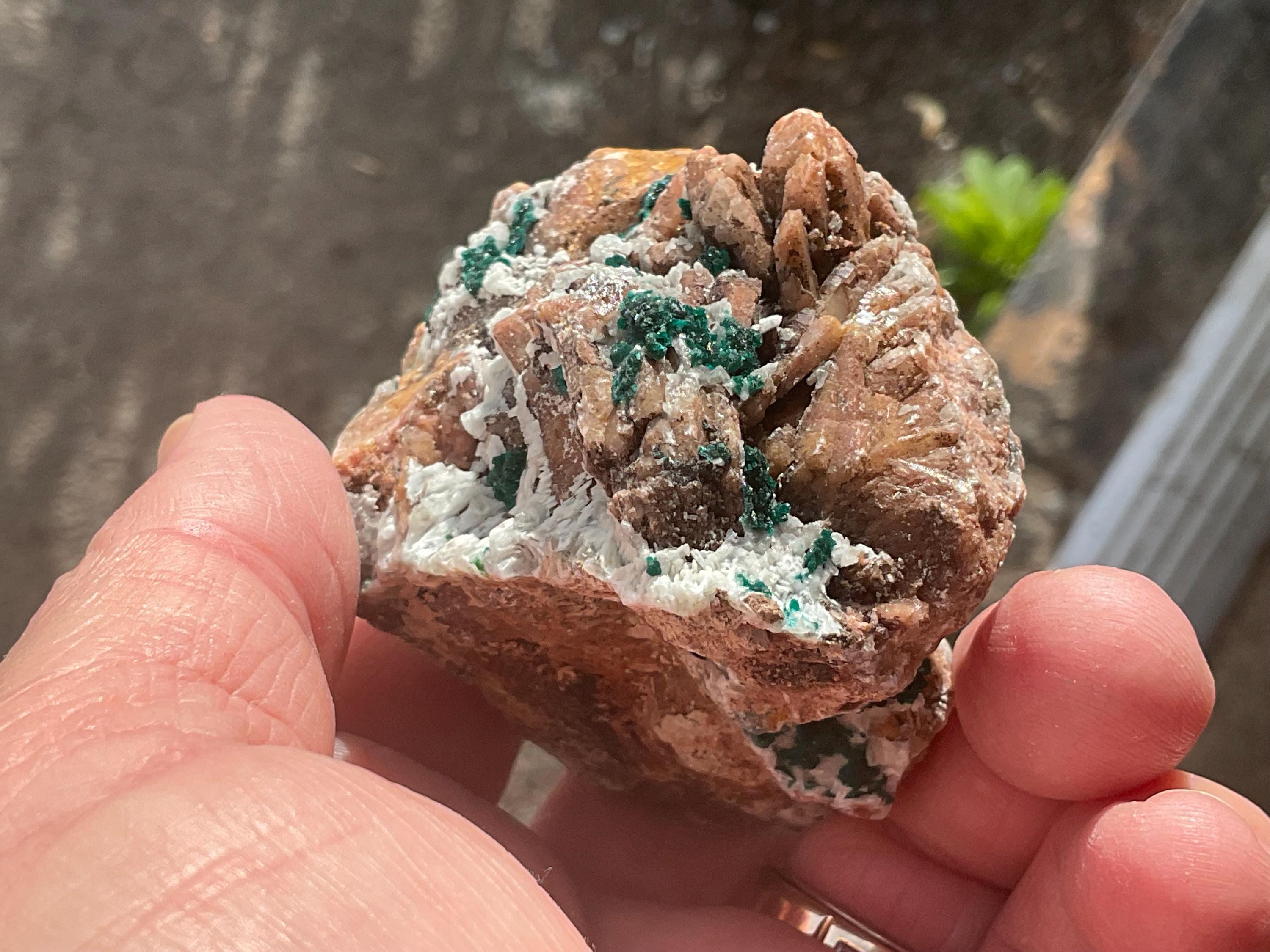 282g Malachite and Selenite on Dolomite Matrix Specimen 1C from Morocco