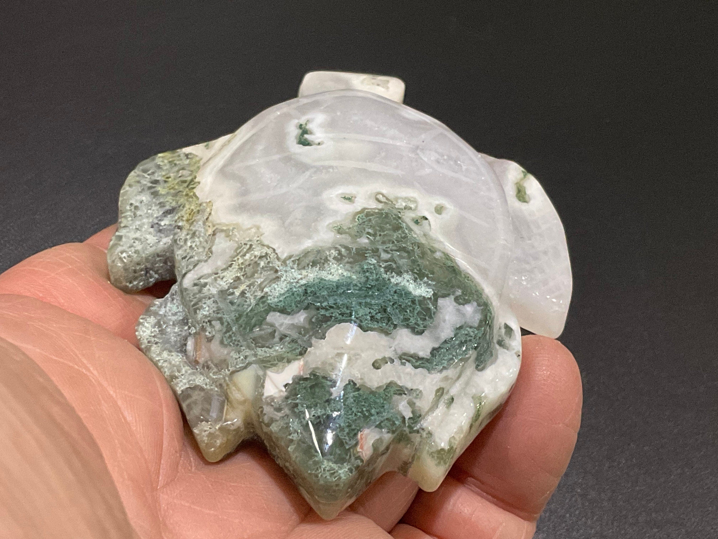 112g Moss Agate Turtle 1C