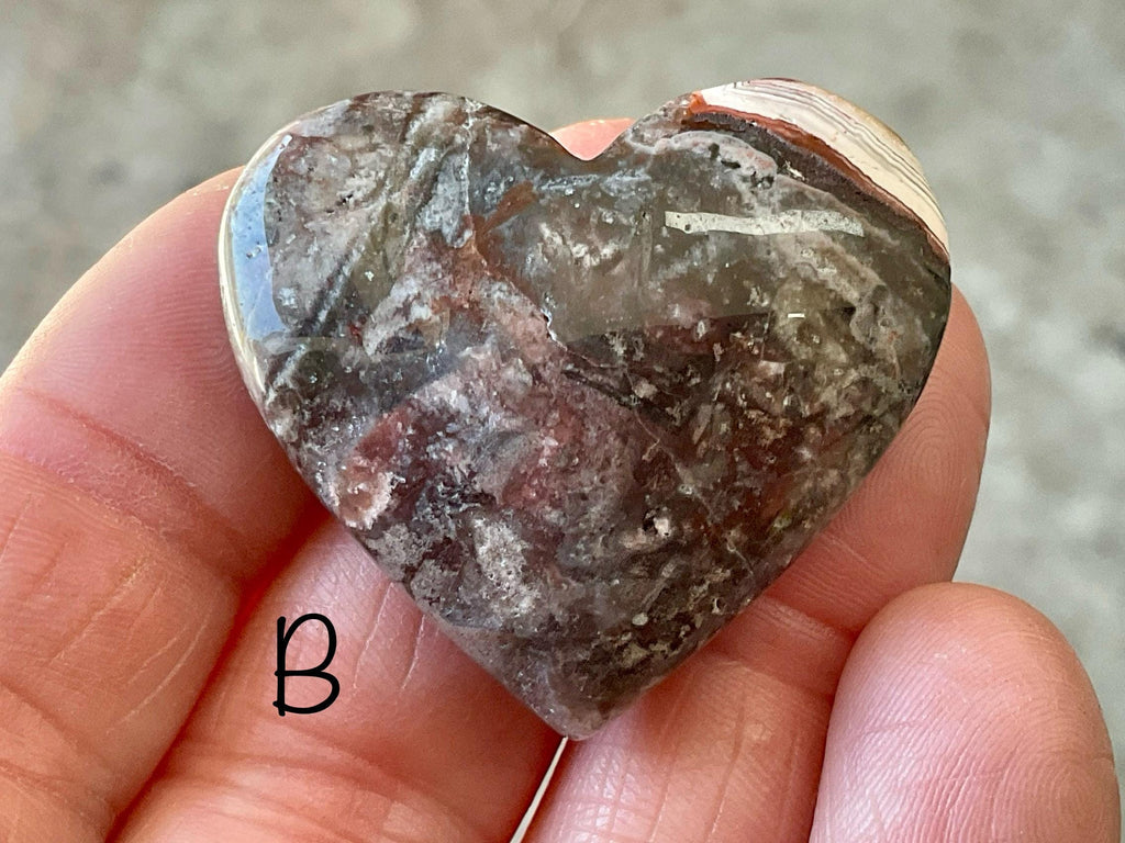 Mexican Crazy Lace Agate Heart Group 4