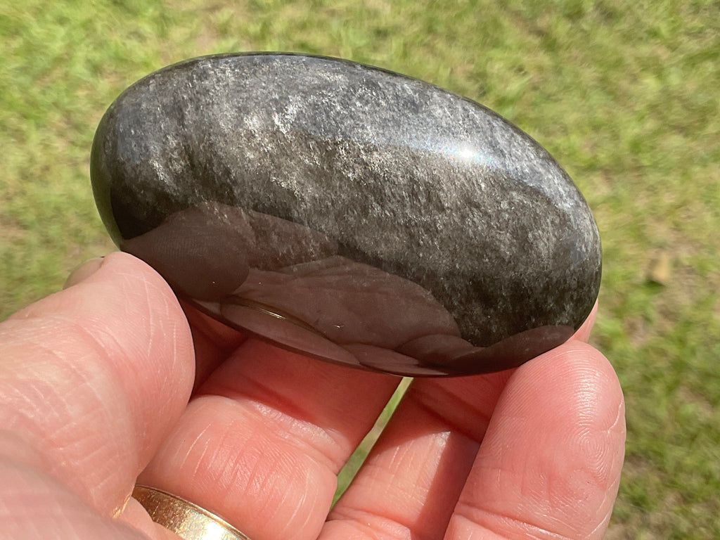 56g Silver Sheen Obsidian Palmstone 2A