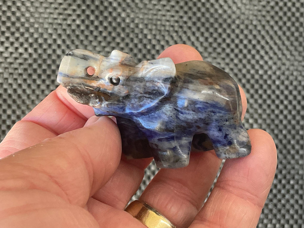 Sodalite Elephant Carving