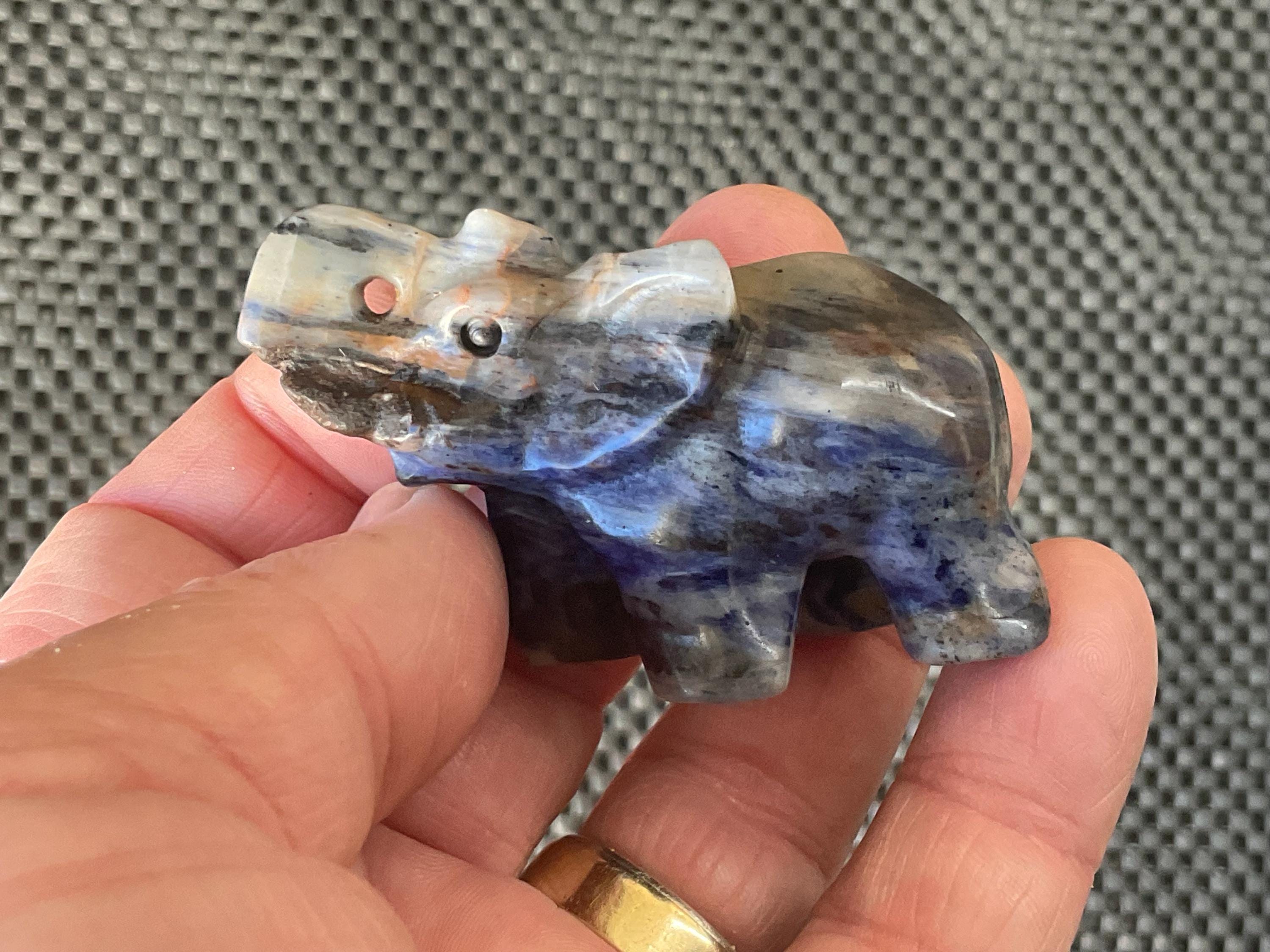 Sodalite Elephant Carving