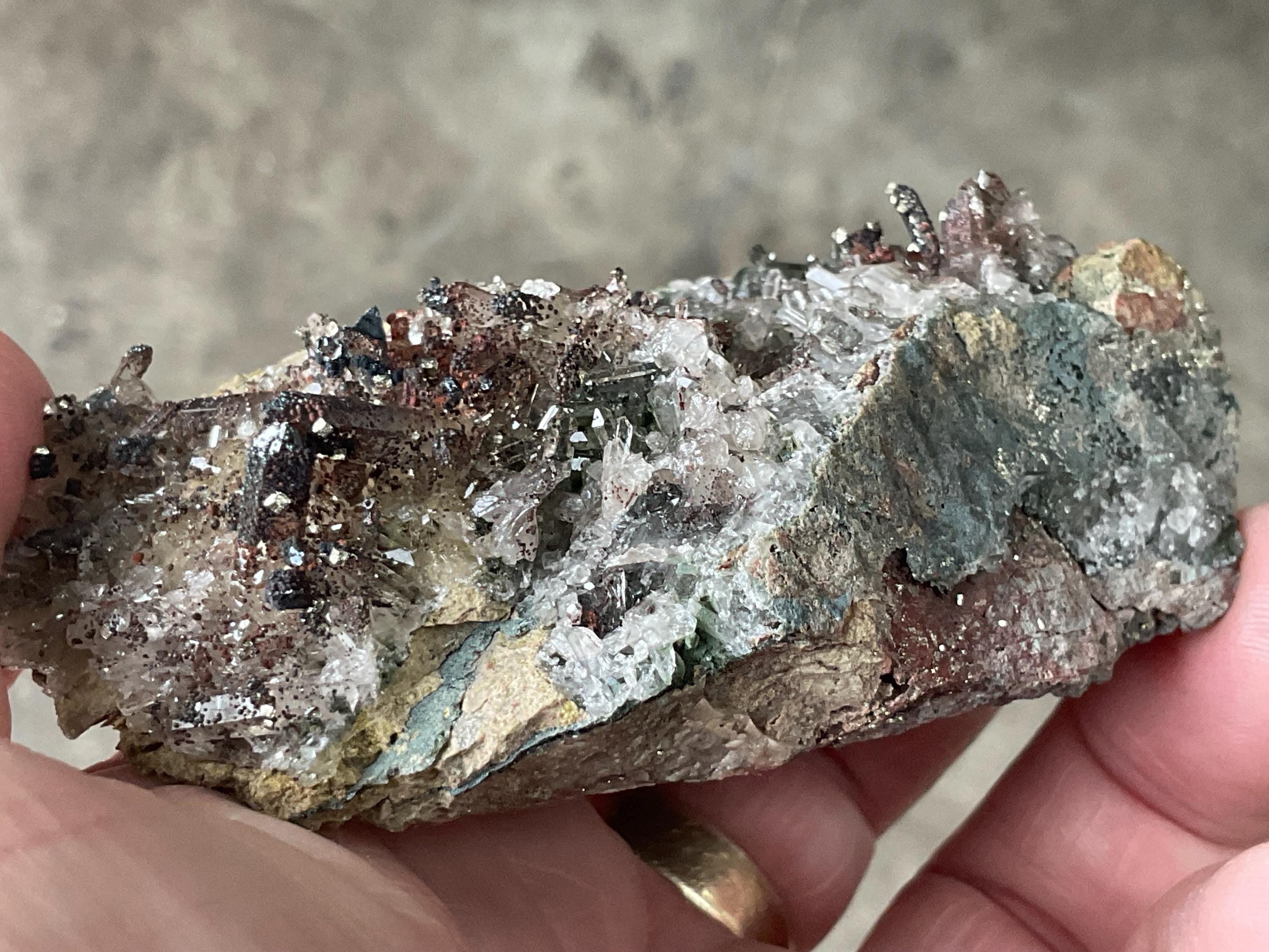 144g Quartz, Hematite and Chlorite Included Quartz Cluster C from Fujian, China