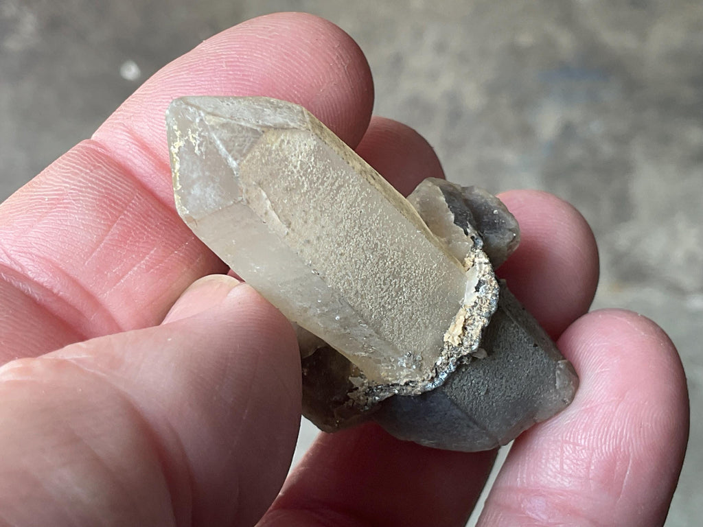 24g Molybdenite on Quartz Point Specimen 2B from Deepwater, Australia