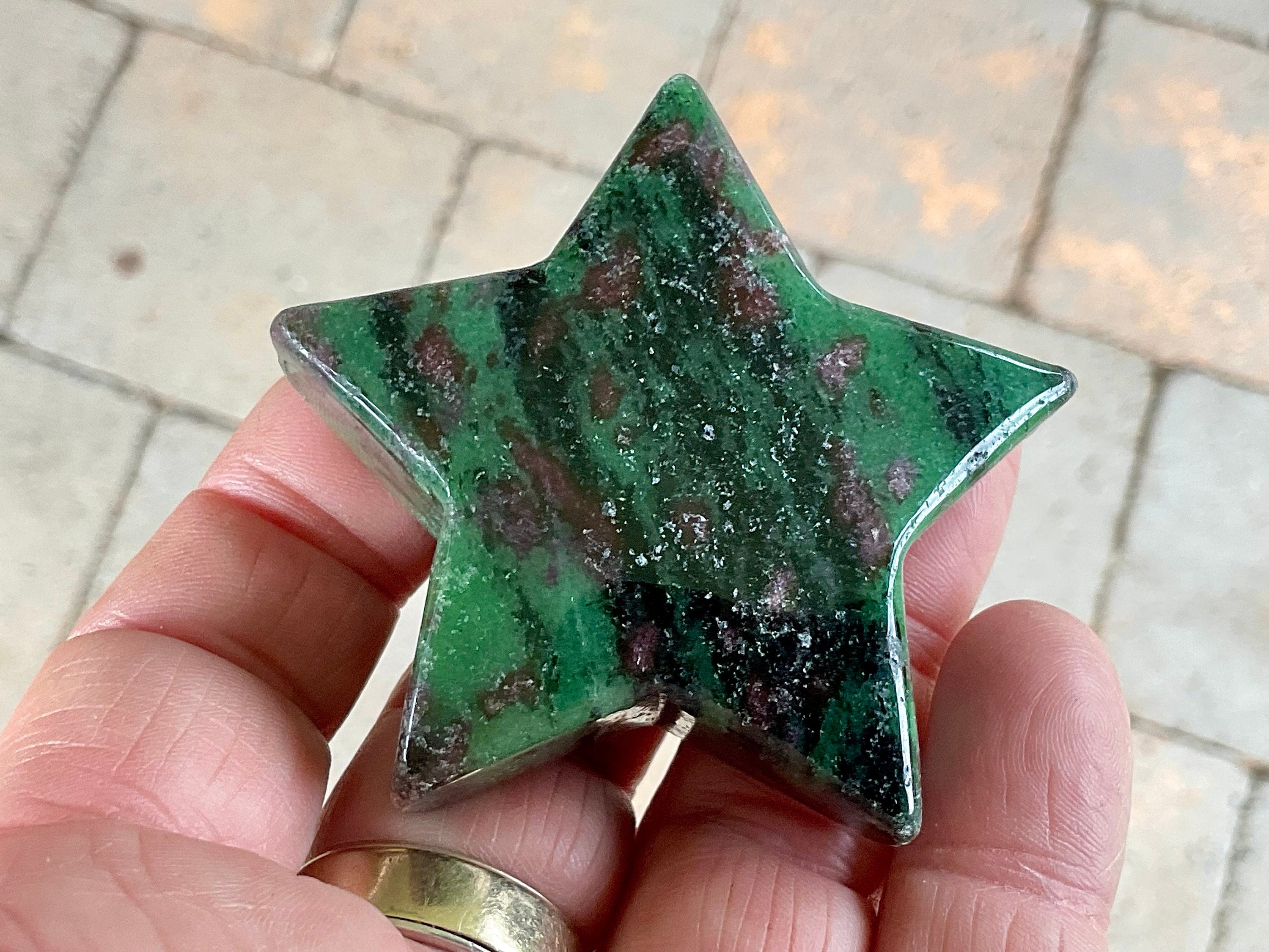 89g Ruby in Zoisite Polished Star 3C