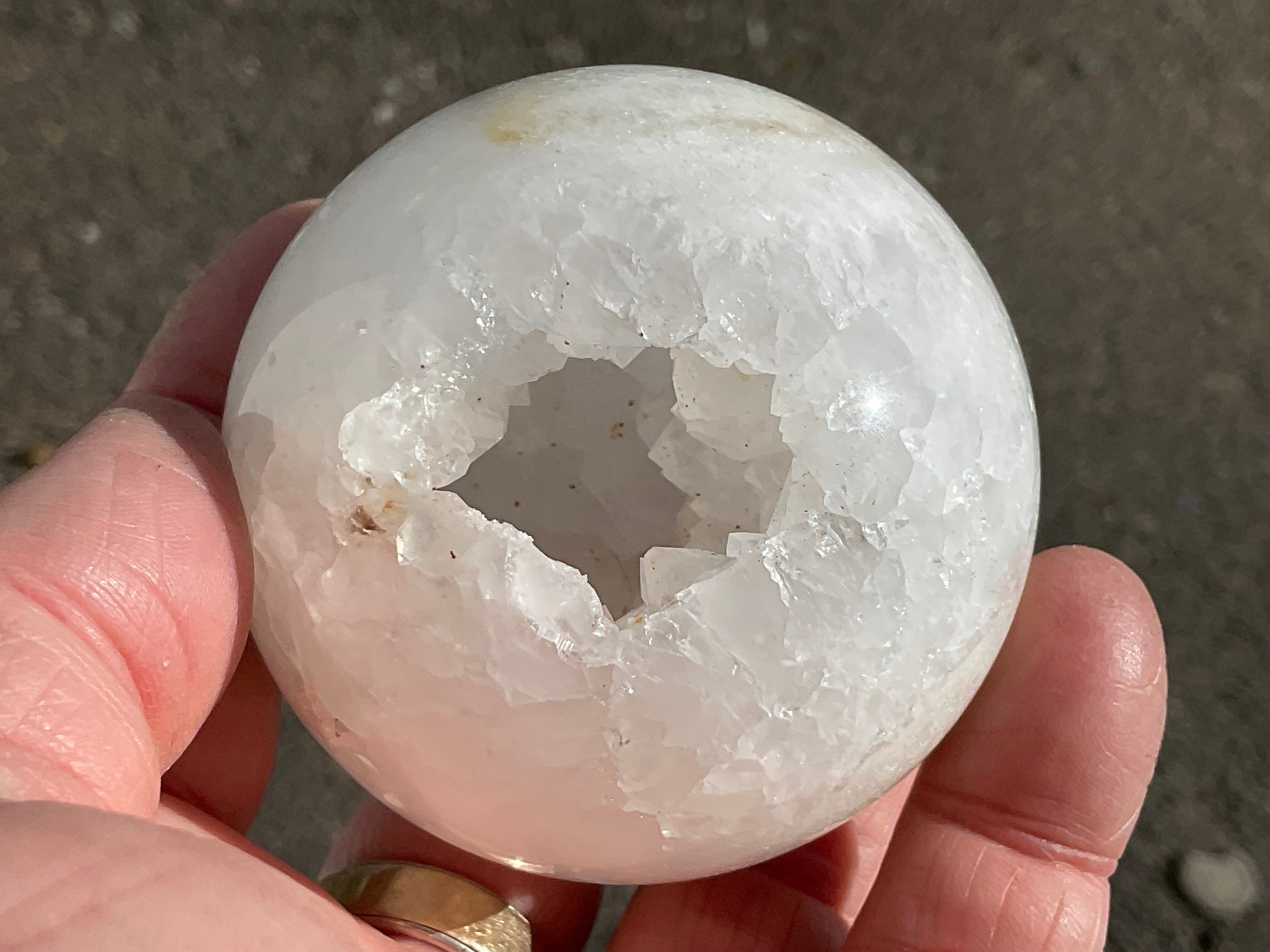 282g Clear Quartz Polished Geode Hollow Sphere B