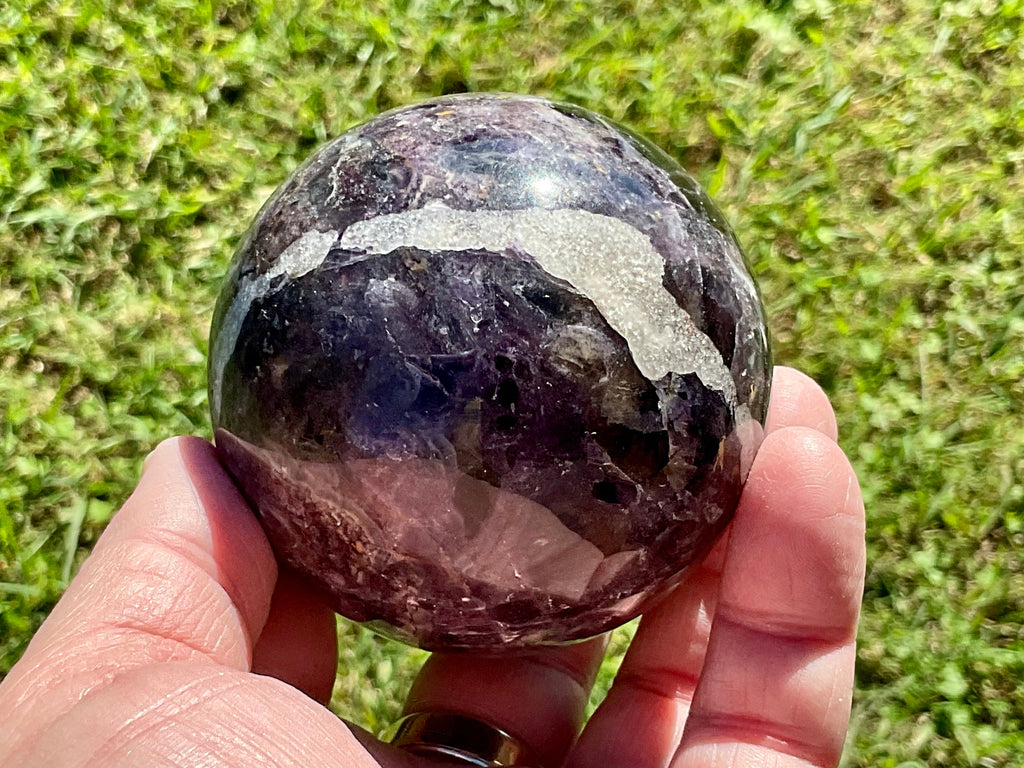 540g (Repaired) Brecciated Fluorite Sphere 3C