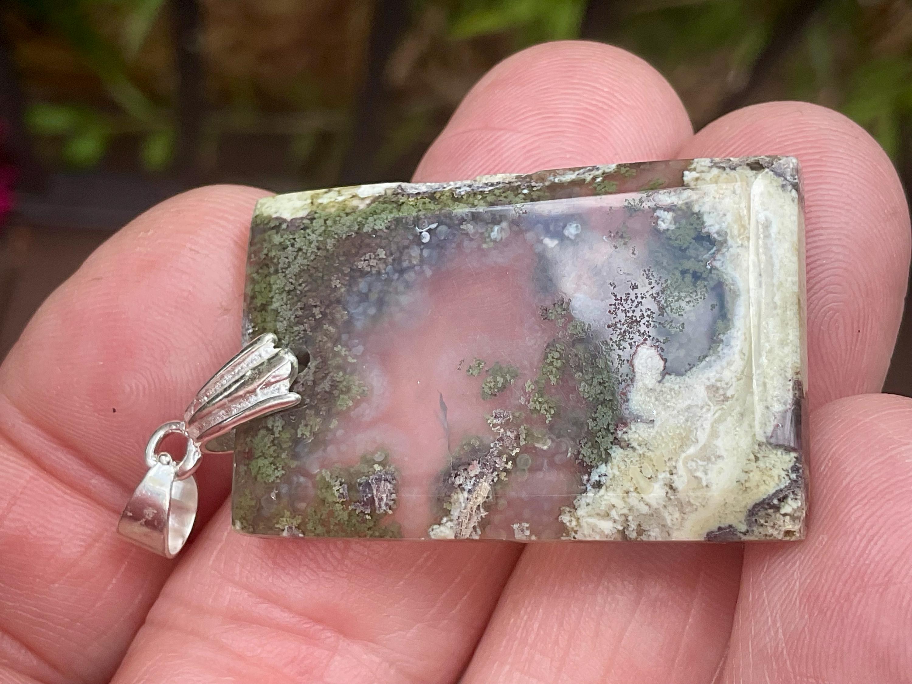 10g Moss Agate Rectangular Pendant