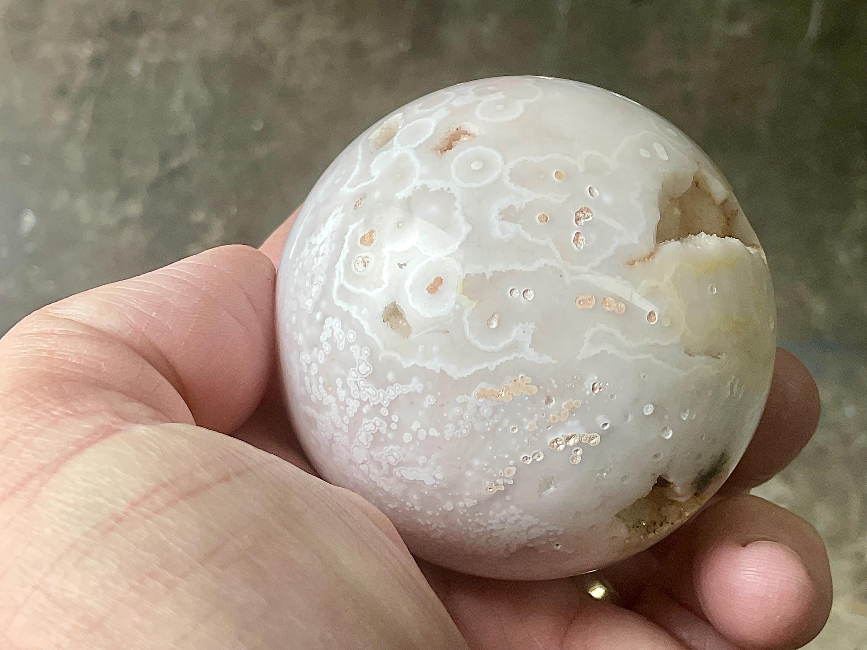 286g Druzy Pink Flower Agate Sphere