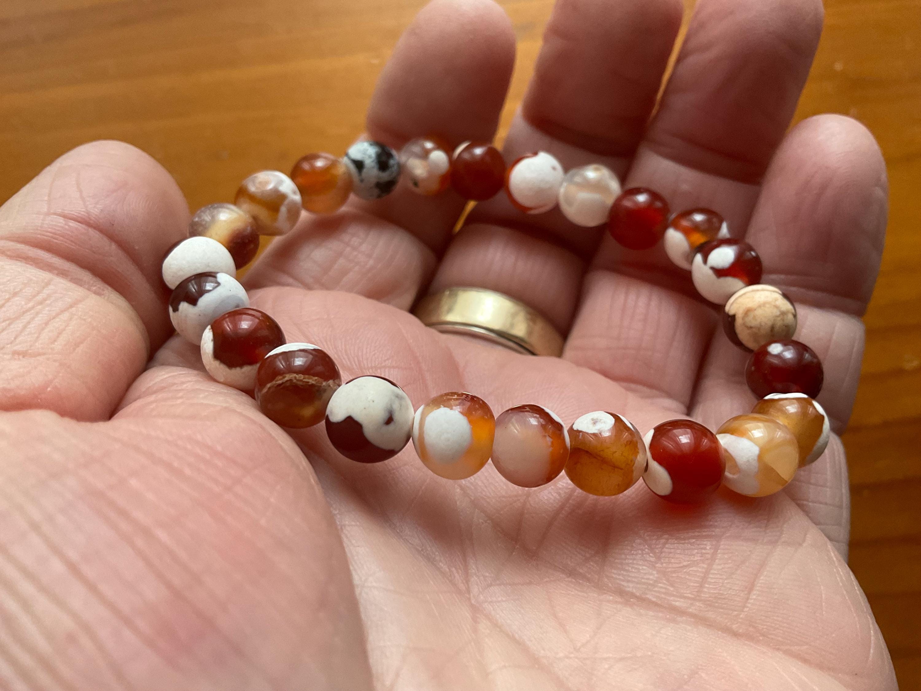 Carnelian Orca Agate 8mm Bead Bracelet