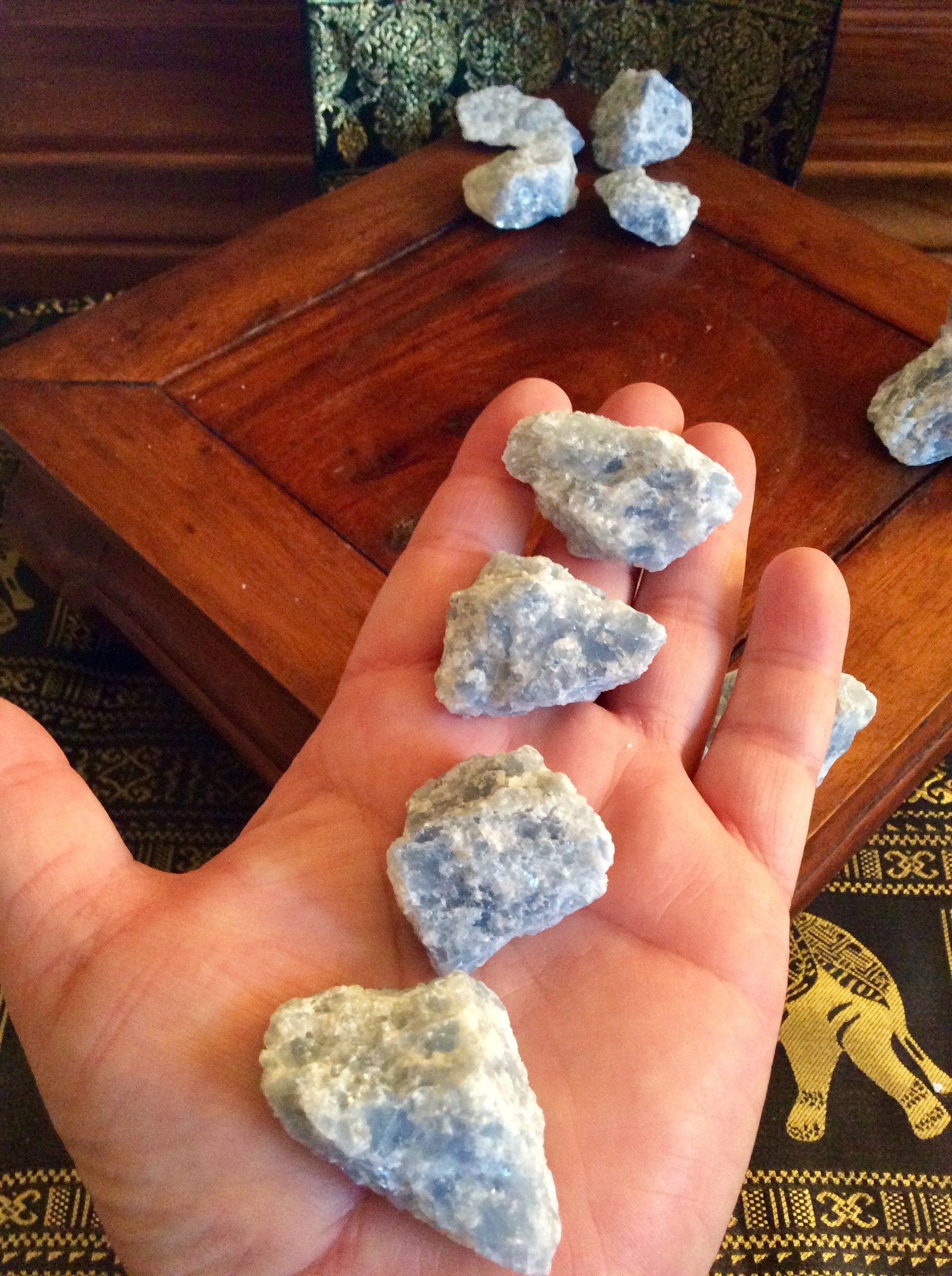 60g-90g (3 pieces) Blue Calcite Rough Medium