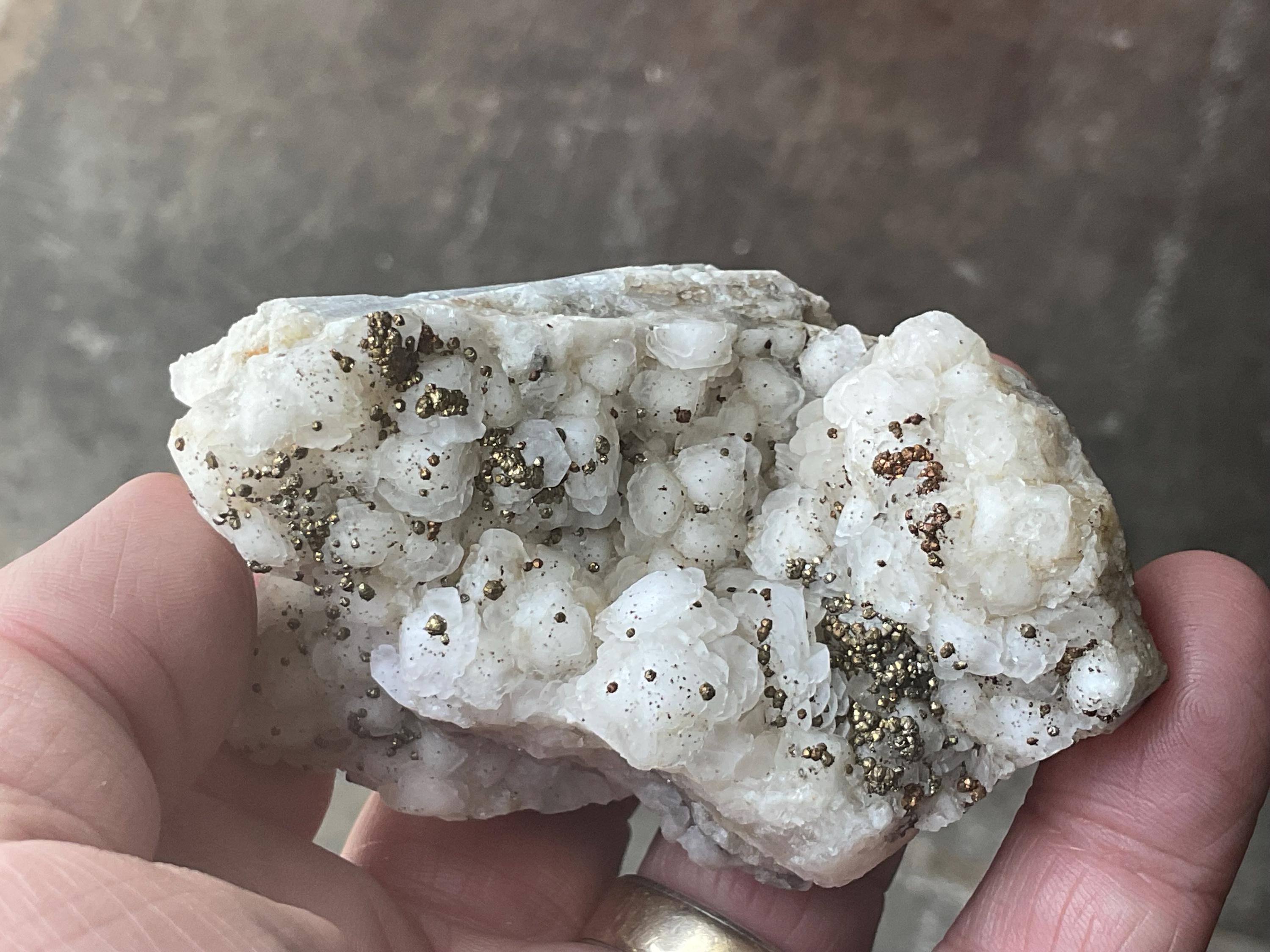 182g Pyrite on Calcite from Hunnan, China Specimen A