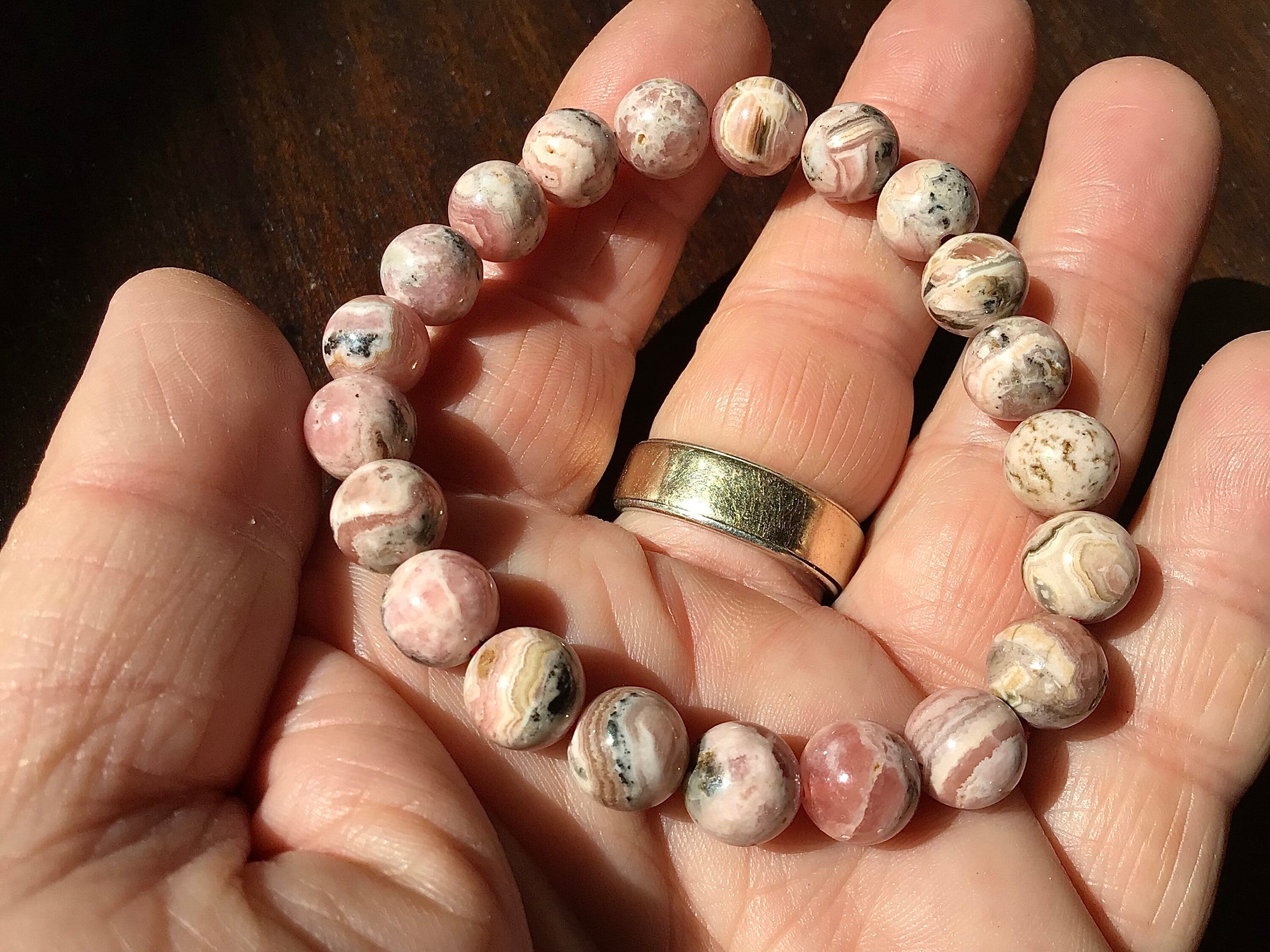 8mm Rhodochrosite Bead Bracelet (21 beads) B