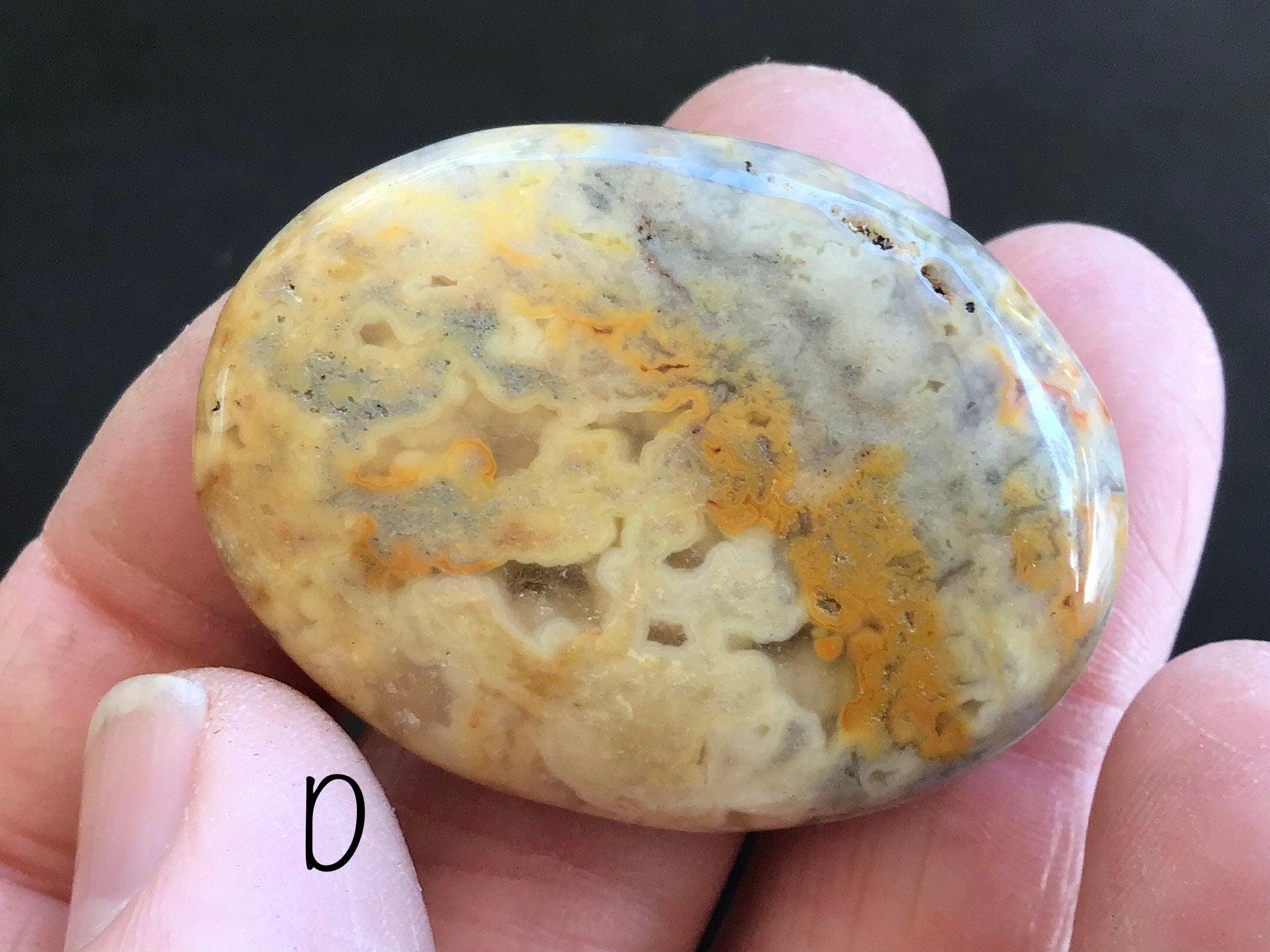 Crazy Lace Agate Thumb Stone/Worry Stone 2D