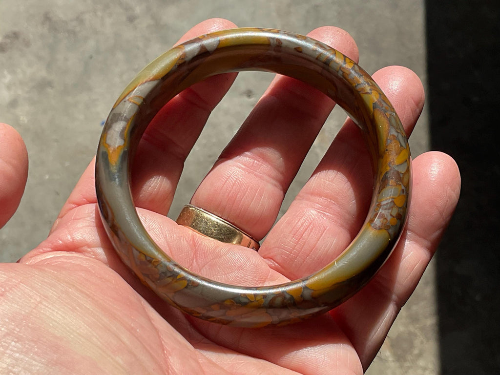 66g A Grade “Bamboo Leaf” Jasper Solid Bangle A