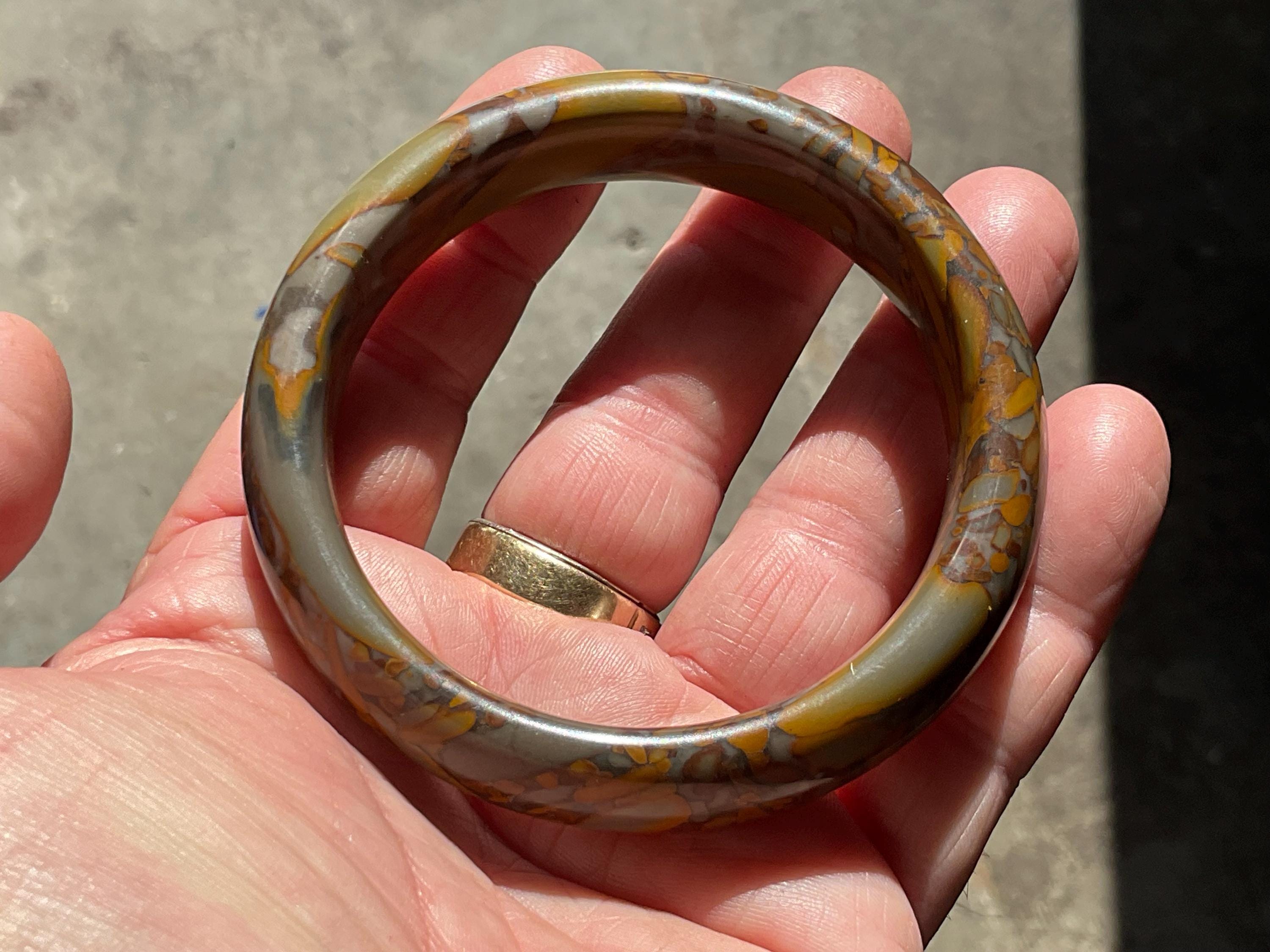 66g A Grade “Bamboo Leaf” Jasper Solid Bangle A