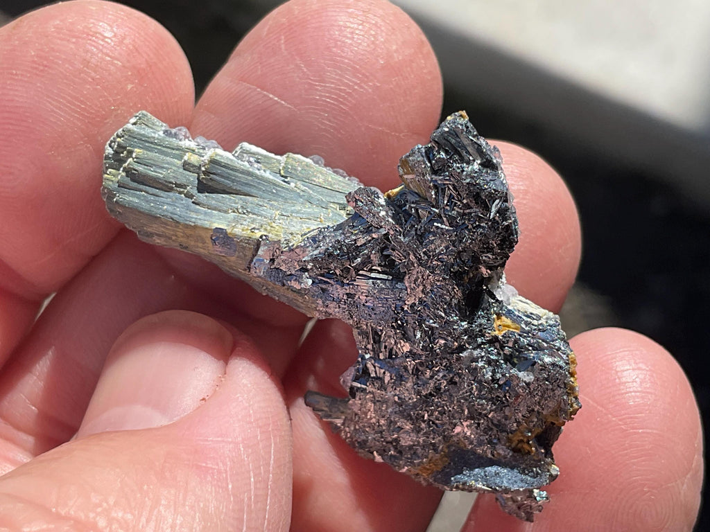 10g Fluorite on Stibnite Specimen 1B from Jiangxi, China