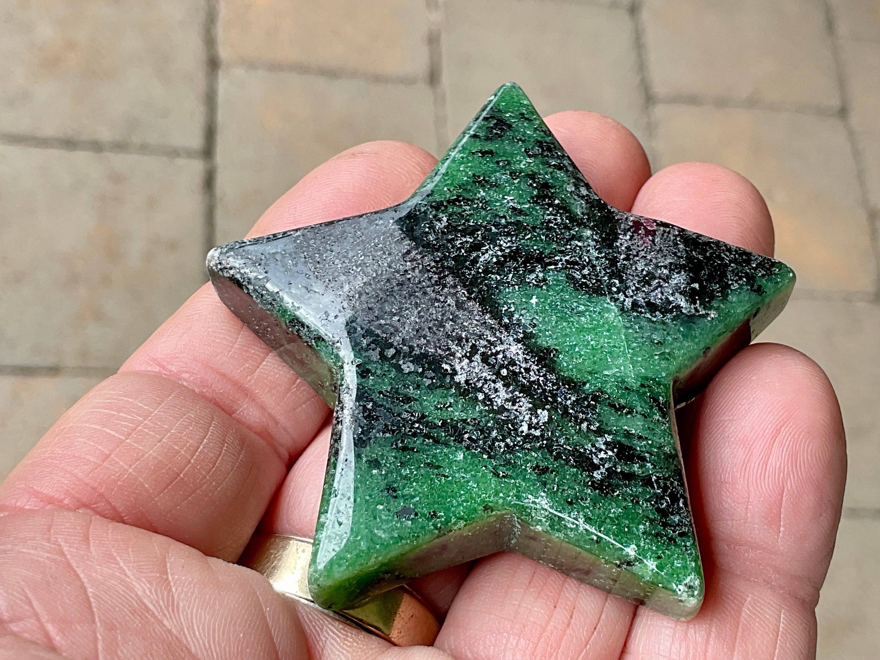 67g Ruby in Zoisite Polished Star 1E