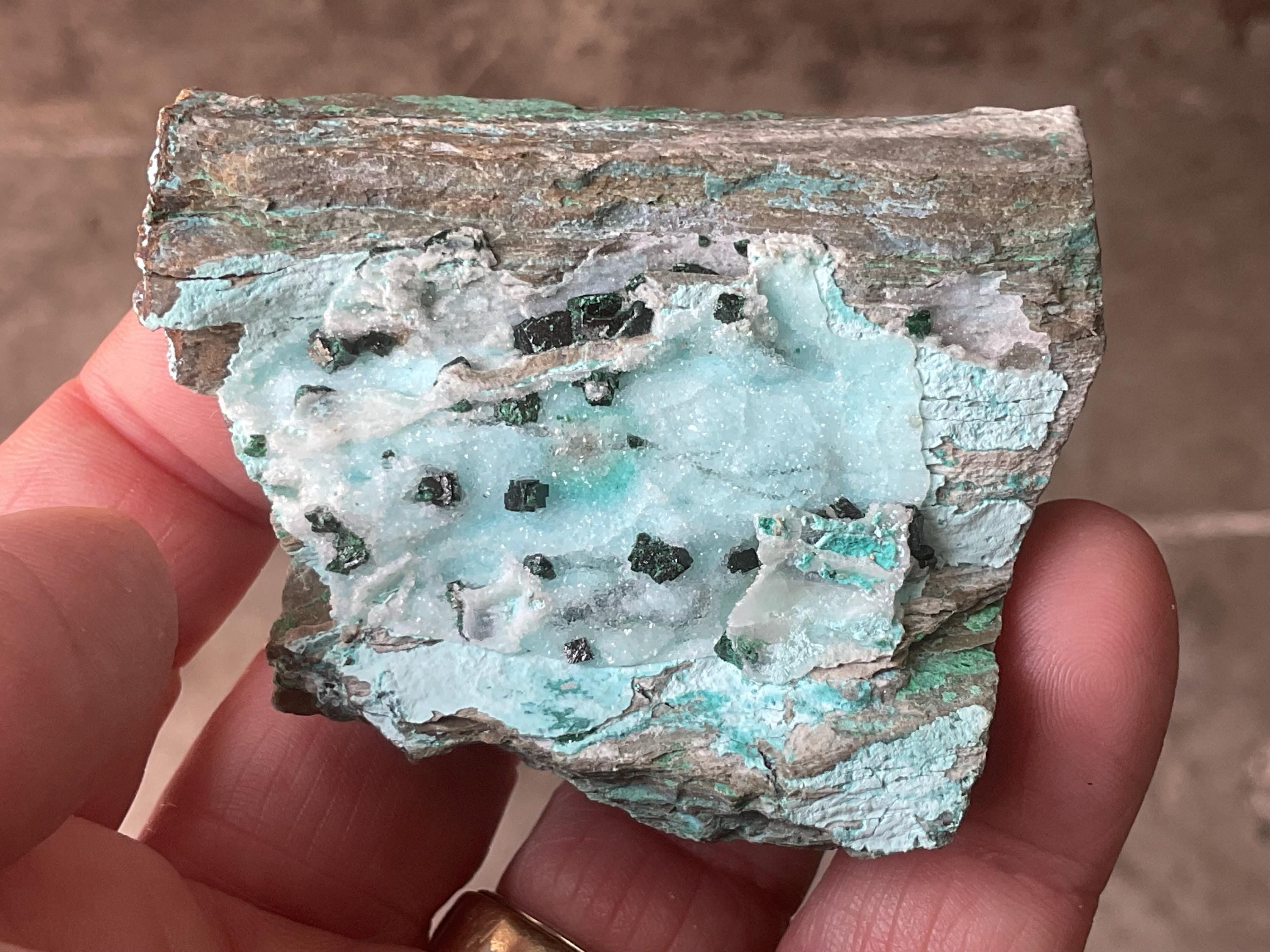 98g Libethenite, Malachite and Druzy Quartz Specimen B