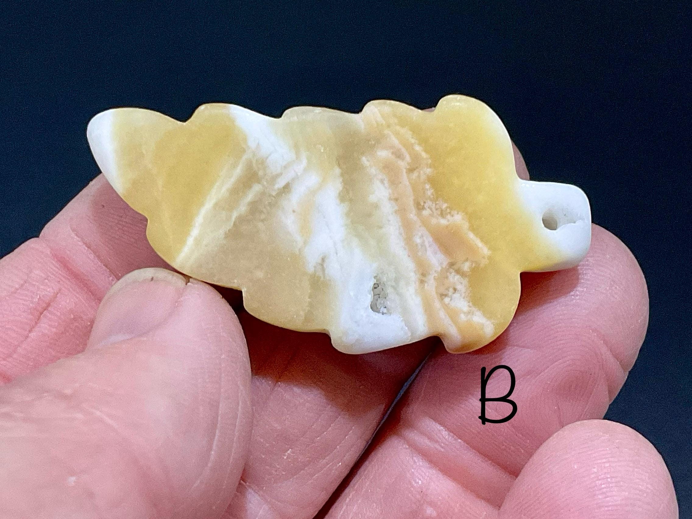 Orange Banded Calcite Drilled Leaf Pendant Group 2