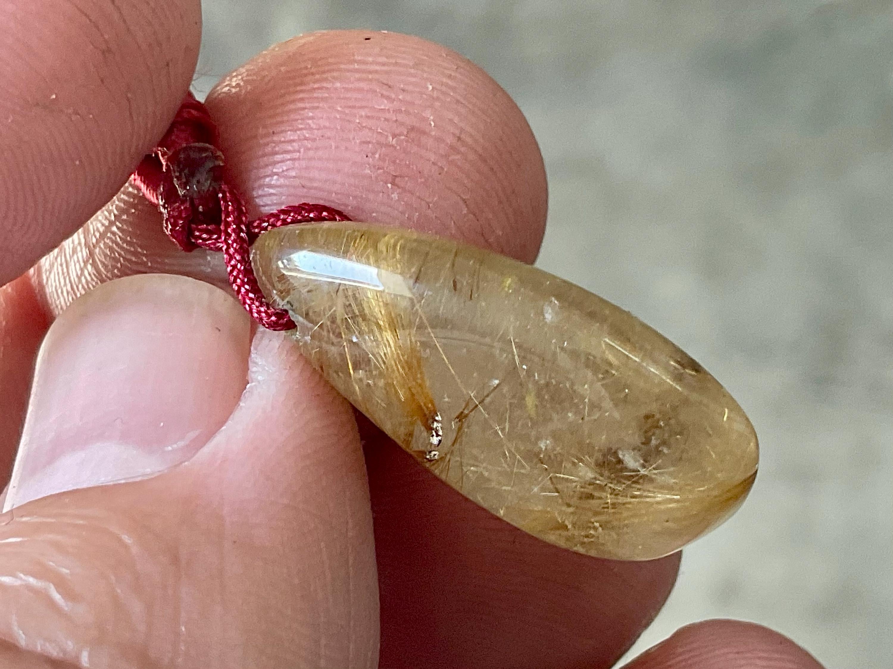 Golden Rutile Teardrop Adjustable Pendant B
