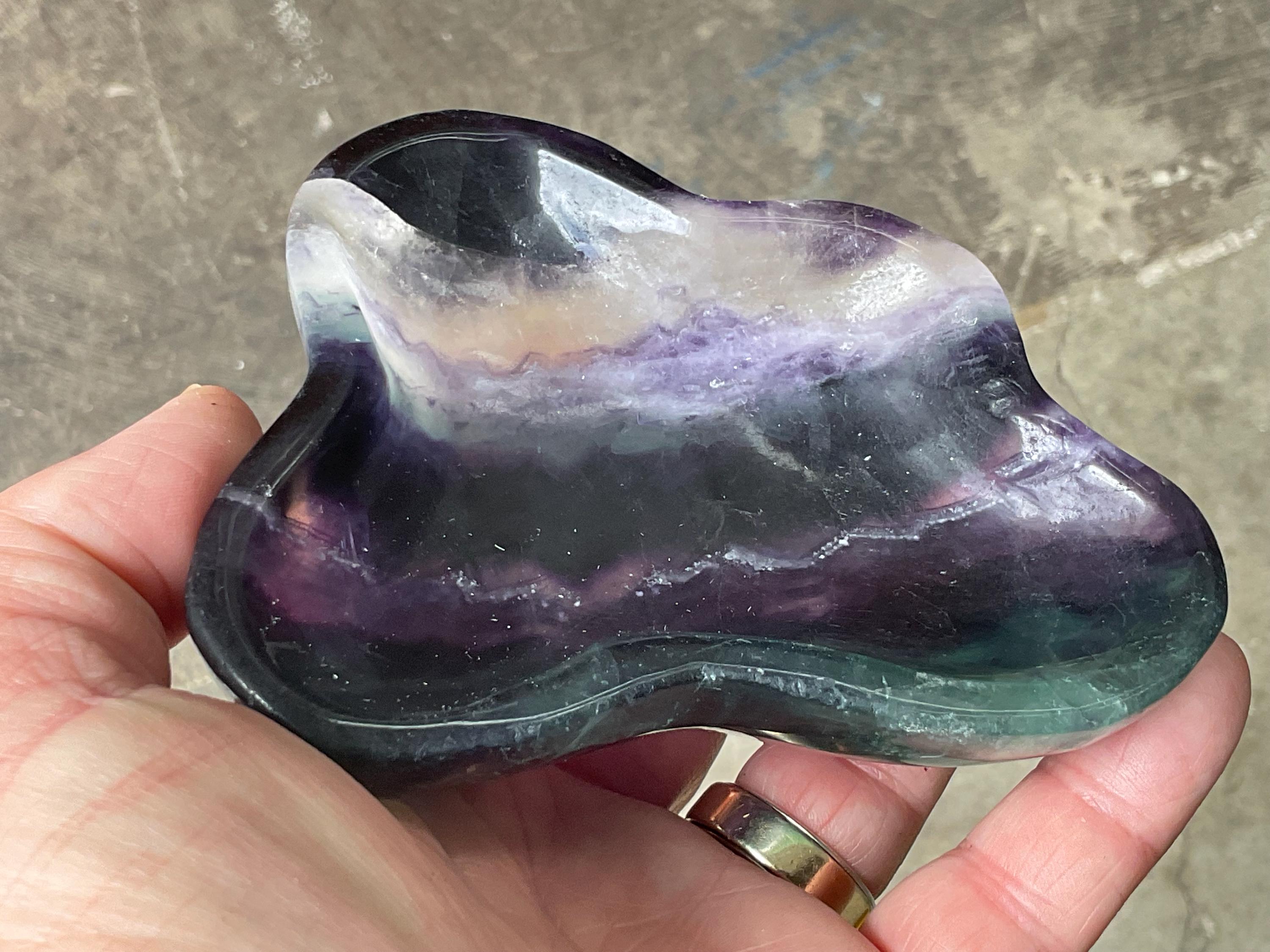326g Rainbow Fluorite Freeform Bowl 3A