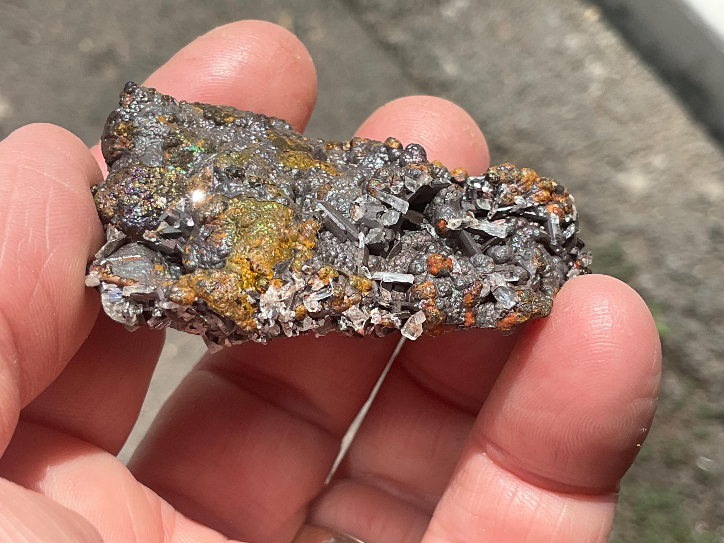 RESERVED FOR ANDREW** 40g Iridescent Goethite/Limonite with Selenite Crystals Specimen 5A from Hubei, China