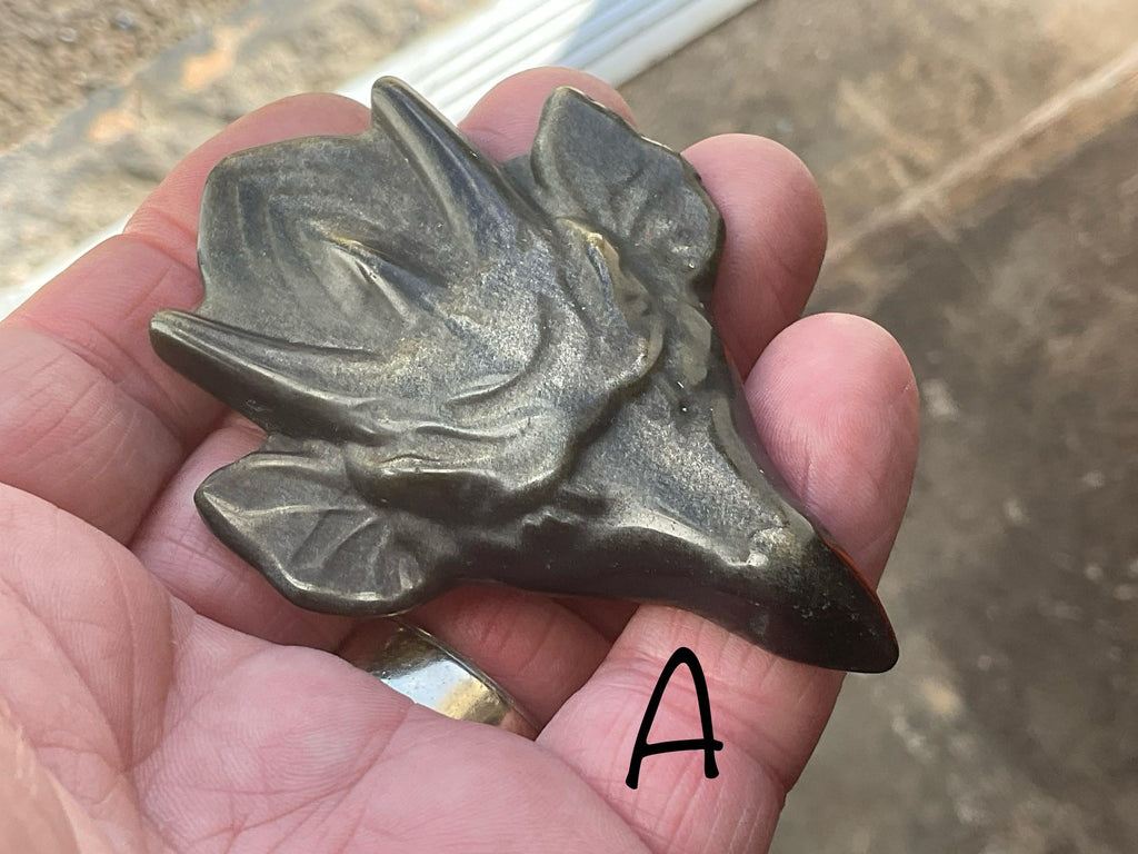 Gold Sheen Obsidian Dragon Head Carving