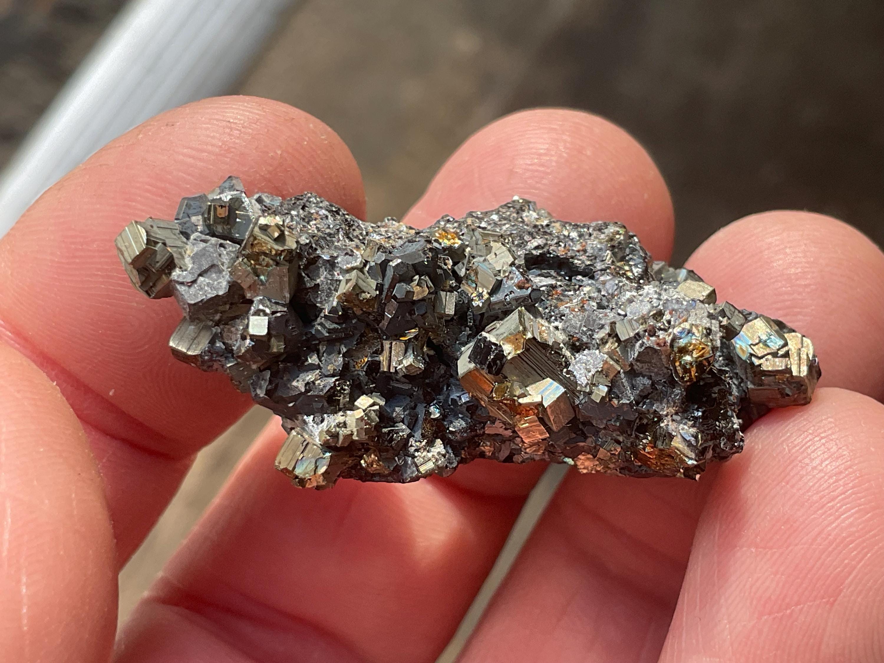 20g Galena with Iridescent Pyrite on Sphalerite Matrix Specimen A from Bulgaria
