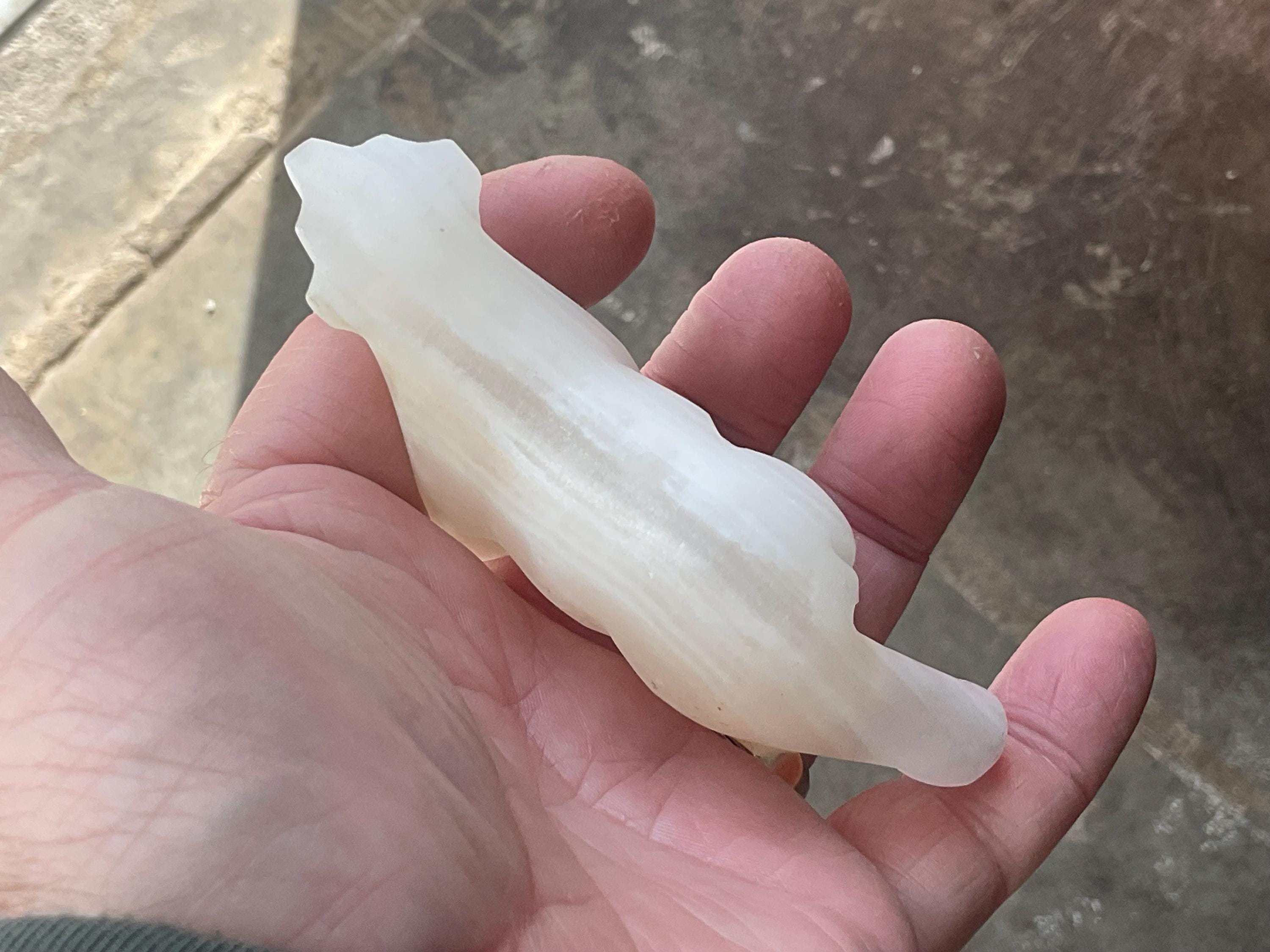 138g Polar Bear Calcite/Onyx Carving
