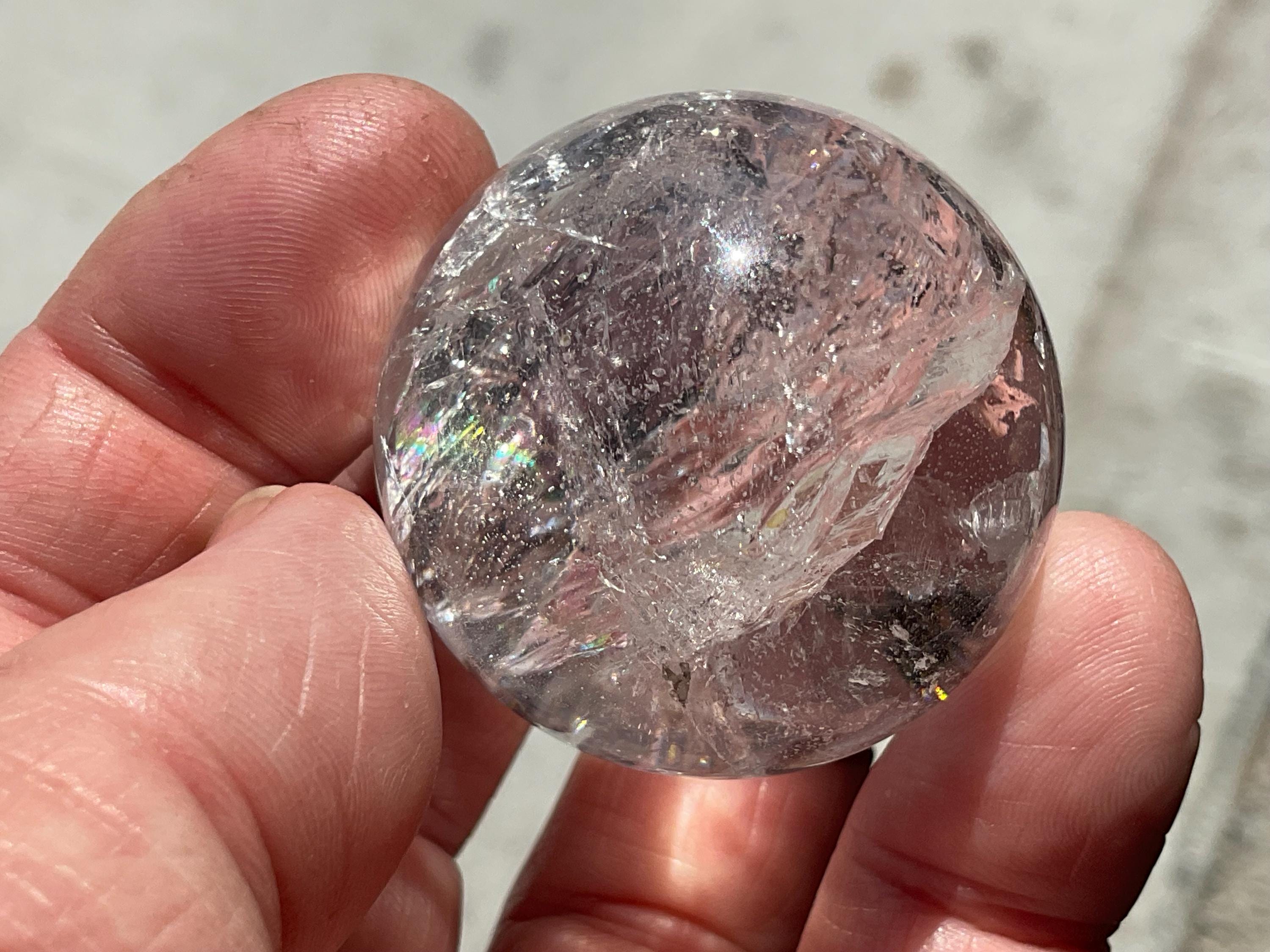74g Clear Quartz Sphere with Rainbows 2B