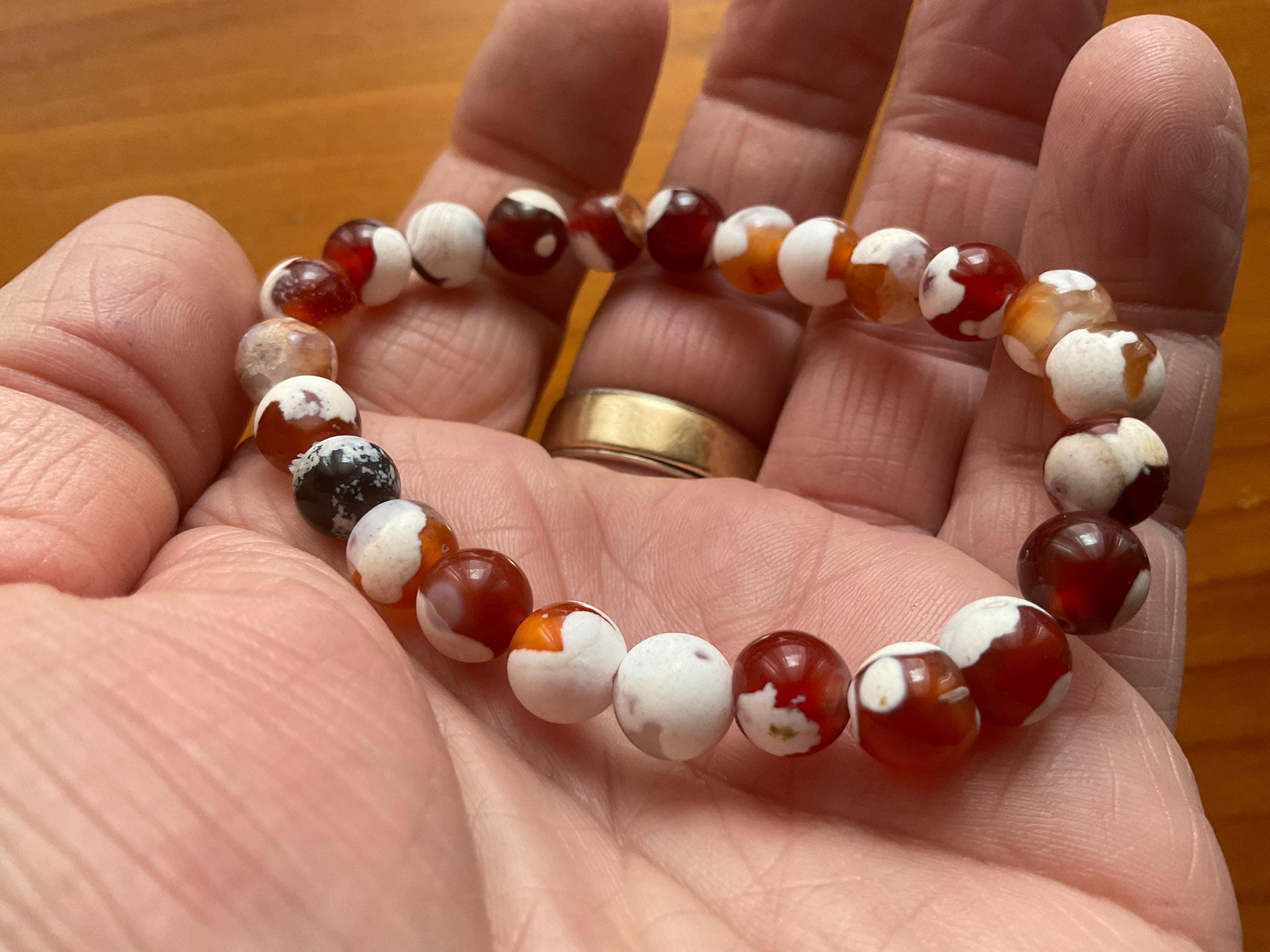 Carnelian Orca Agate 8mm Bead Bracelet