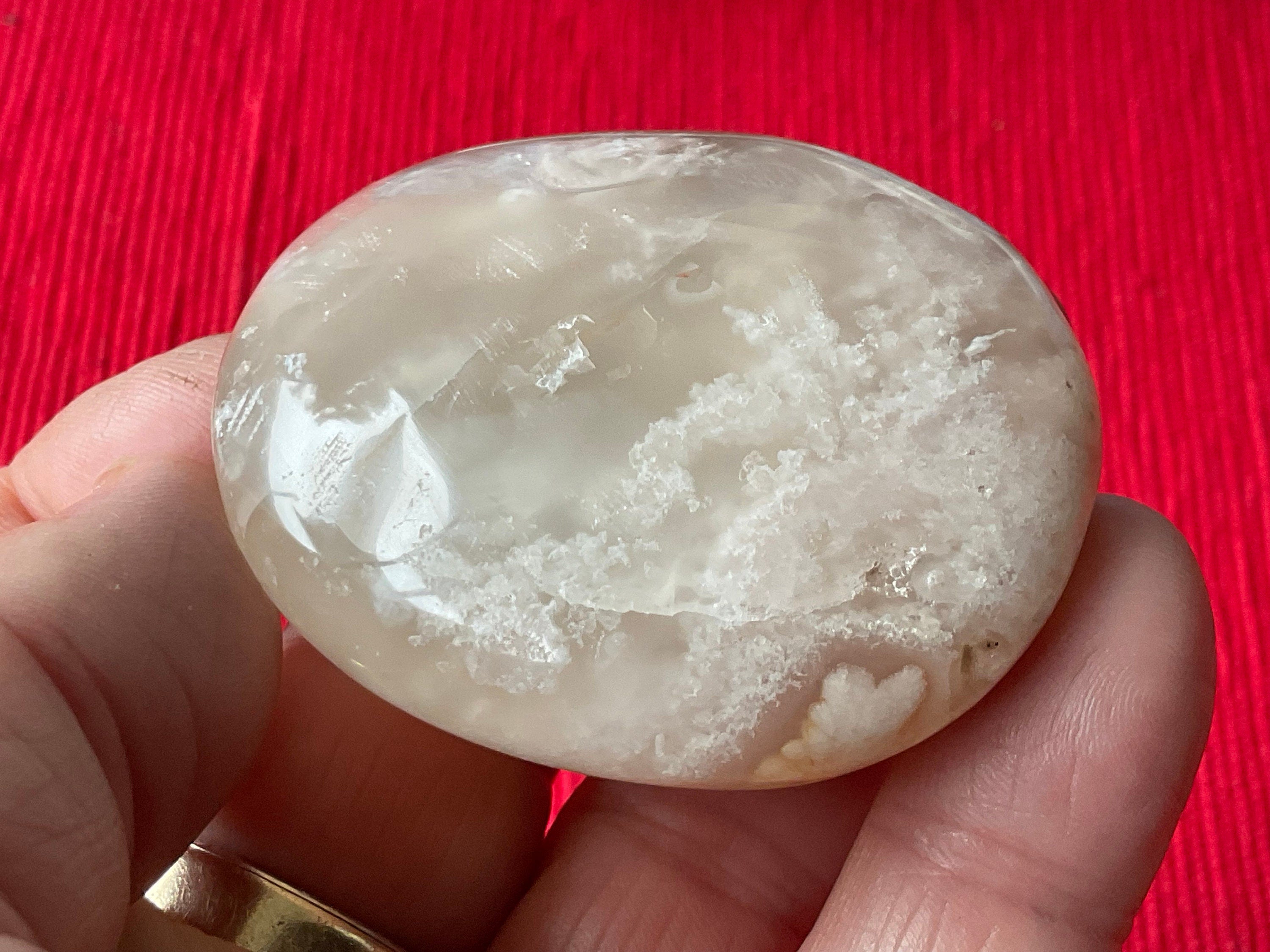 86g Flower Agate Palmstone 7C