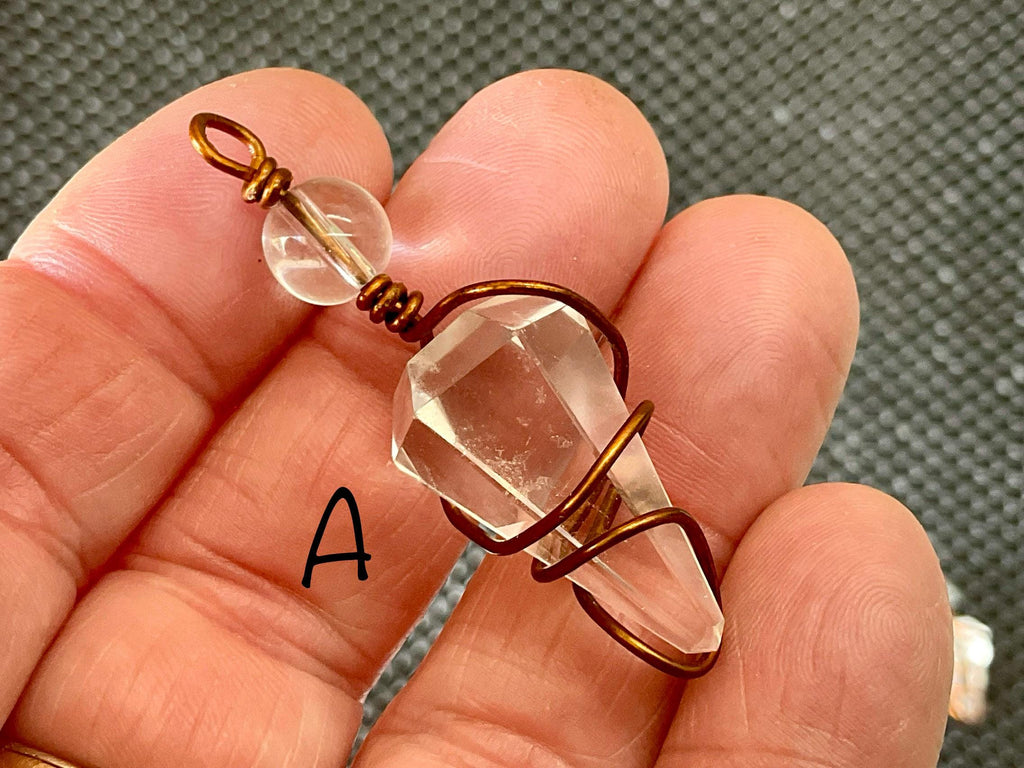 Clear Quartz Pendulum Copper Wire Wrapped Pendant Group 4