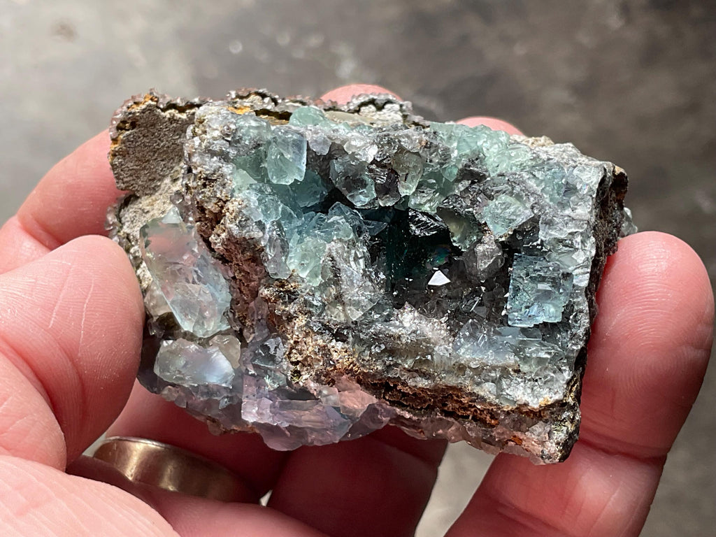 132g Blue/Green Fluorite on Quartz/Sphalerite Specimen 2B from Fujian, China