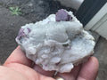 148g Cubic Purple Fluorite on Angel Wing Calcite and Quartz from Fujian, China