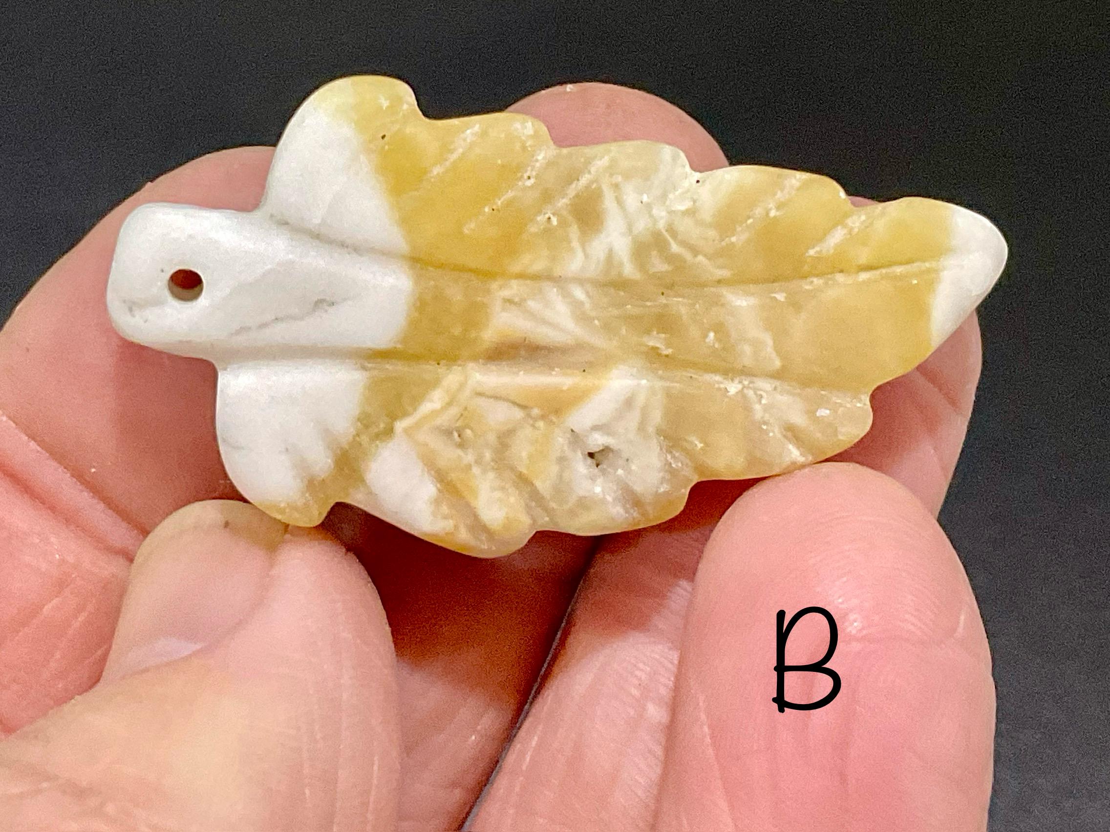 Orange Banded Calcite Drilled Leaf Pendant Group 2