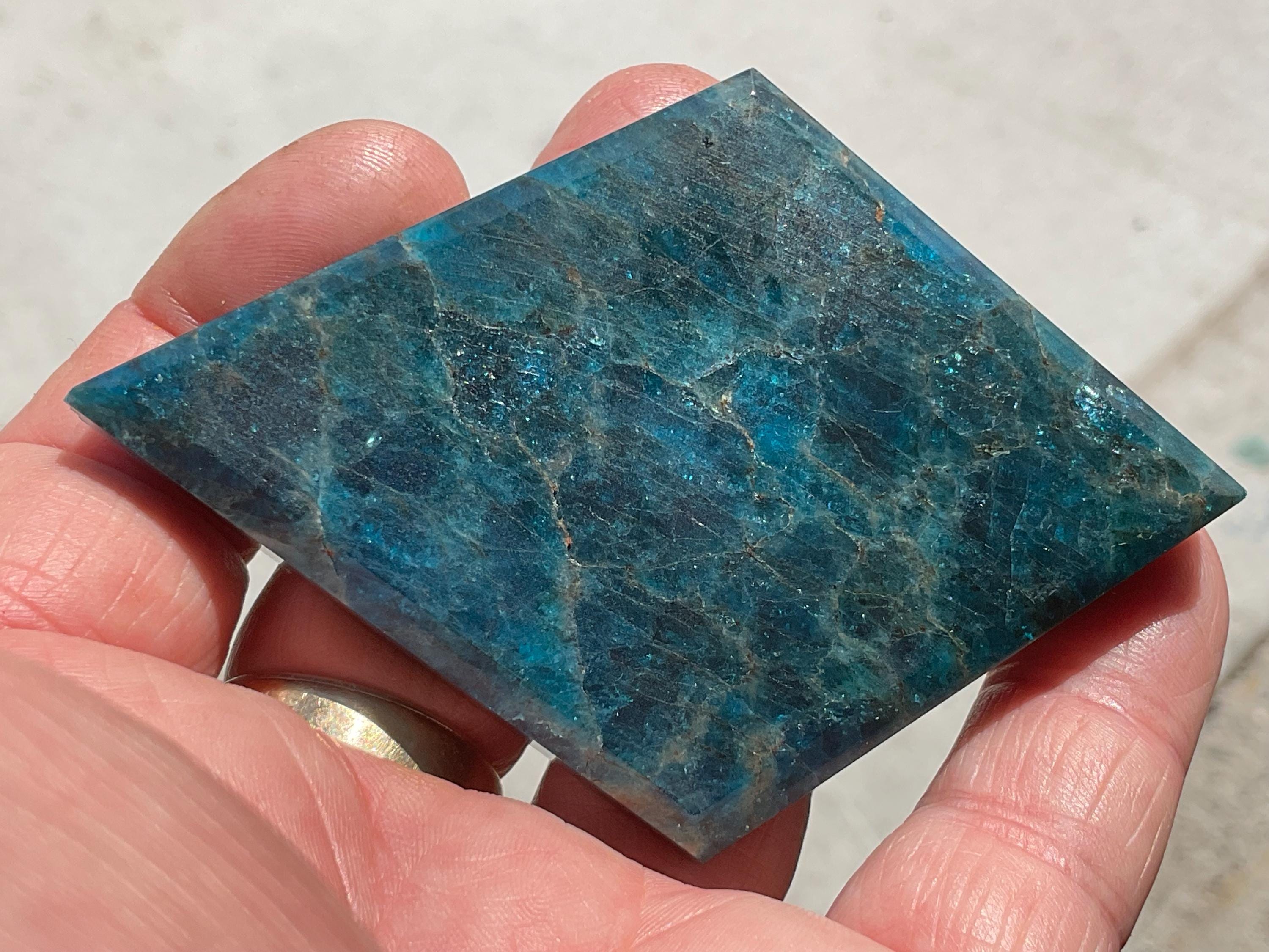 94g Blue Apatite Polished Diamond 4B