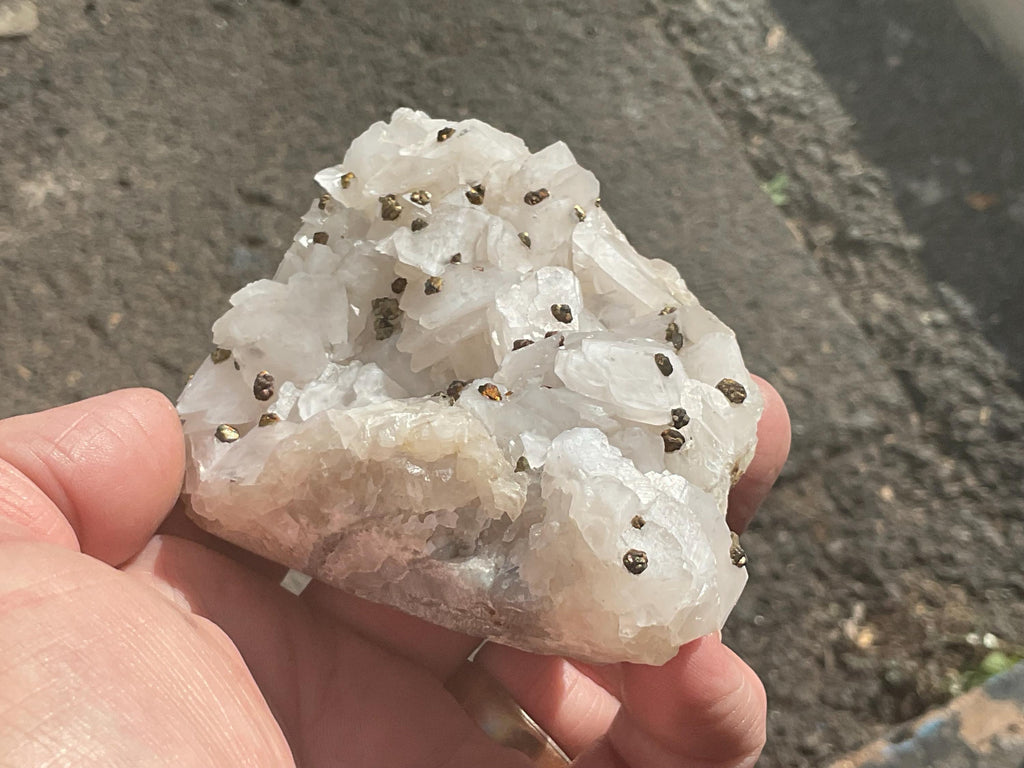 232g Pyrite on Calcite Specimen B from Hunnan, China