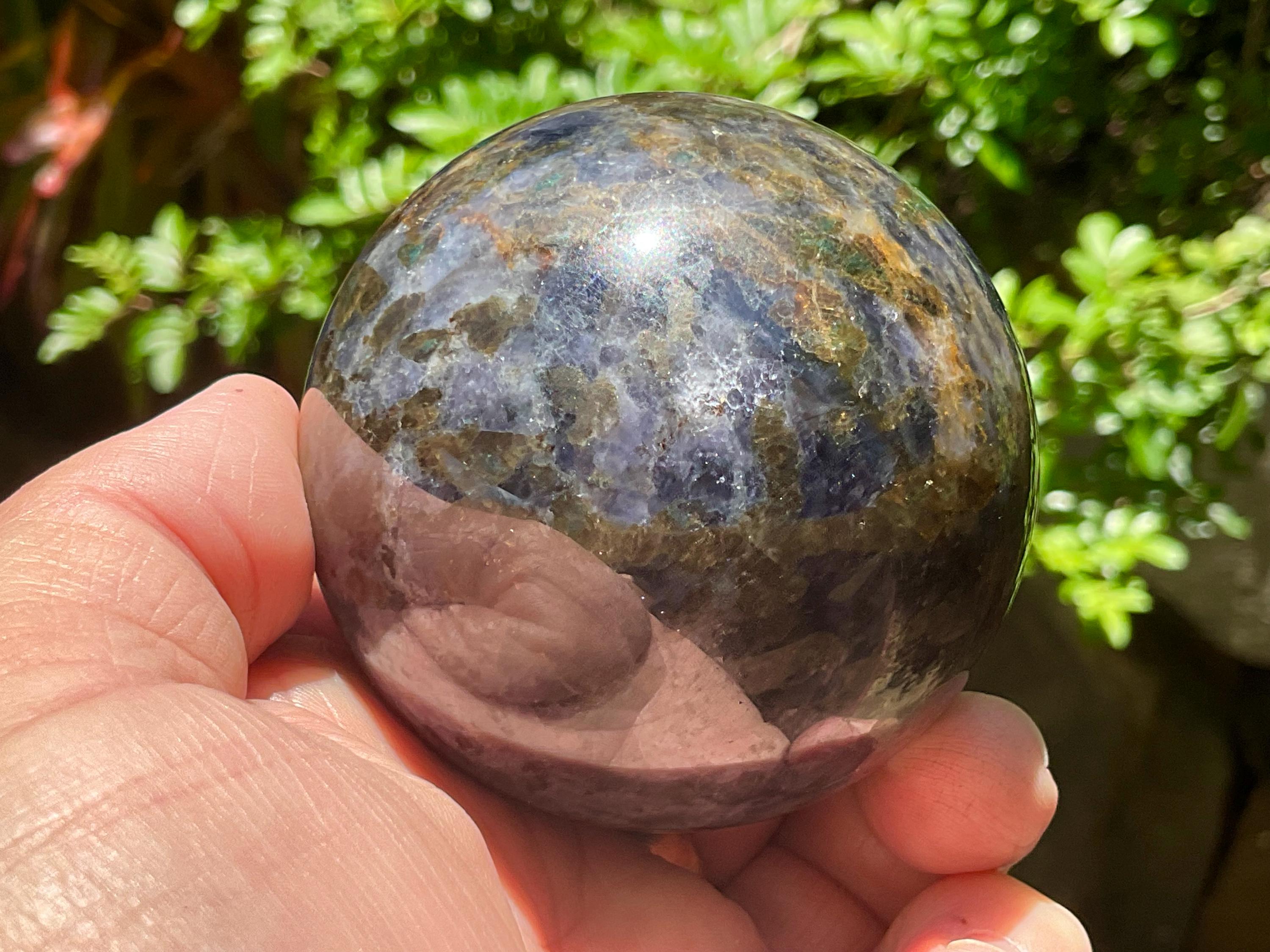 372g Iolite with Apatite Sphere 4B